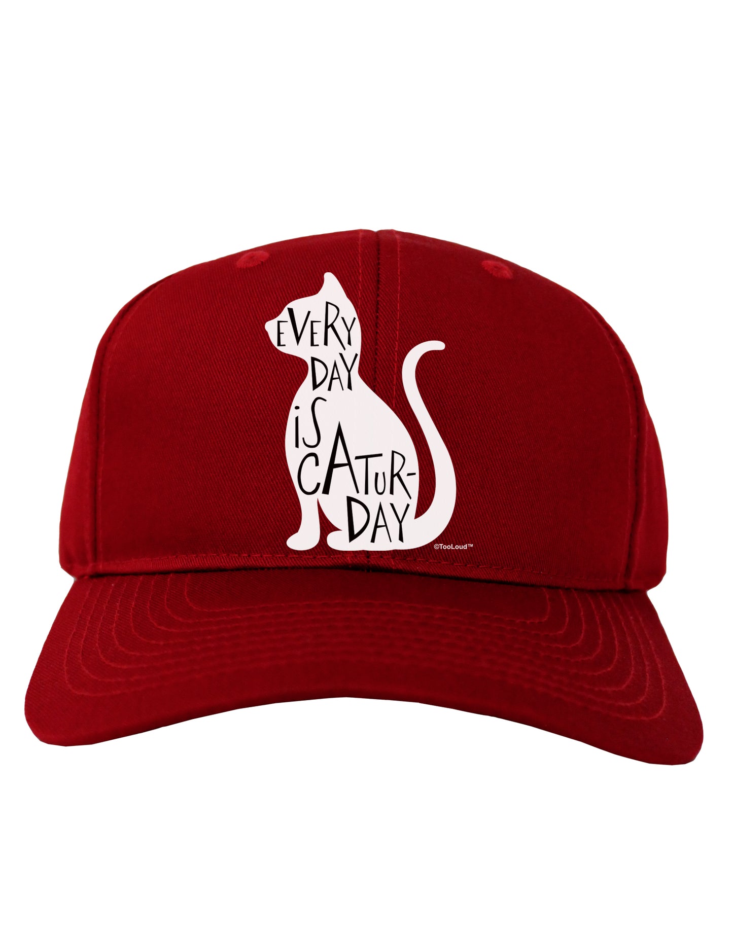 Every Day Is Caturday Cat Silhouette Adult Dark Baseball Cap Hat by TooLoud-Baseball Cap-TooLoud-Red-One Size-Davson Sales