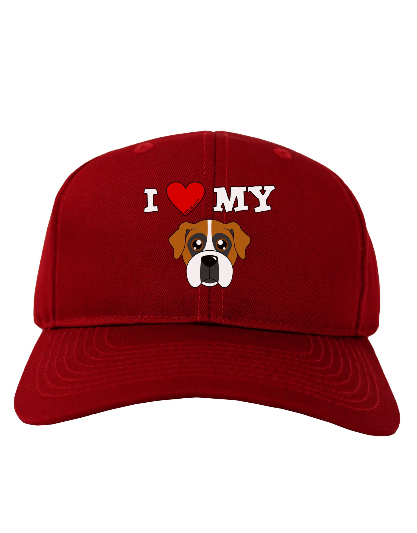 I Heart My - Cute Boxer Dog Adult Dark Baseball Cap Hat by TooLoud-Baseball Cap-TooLoud-Red-One Size-Davson Sales