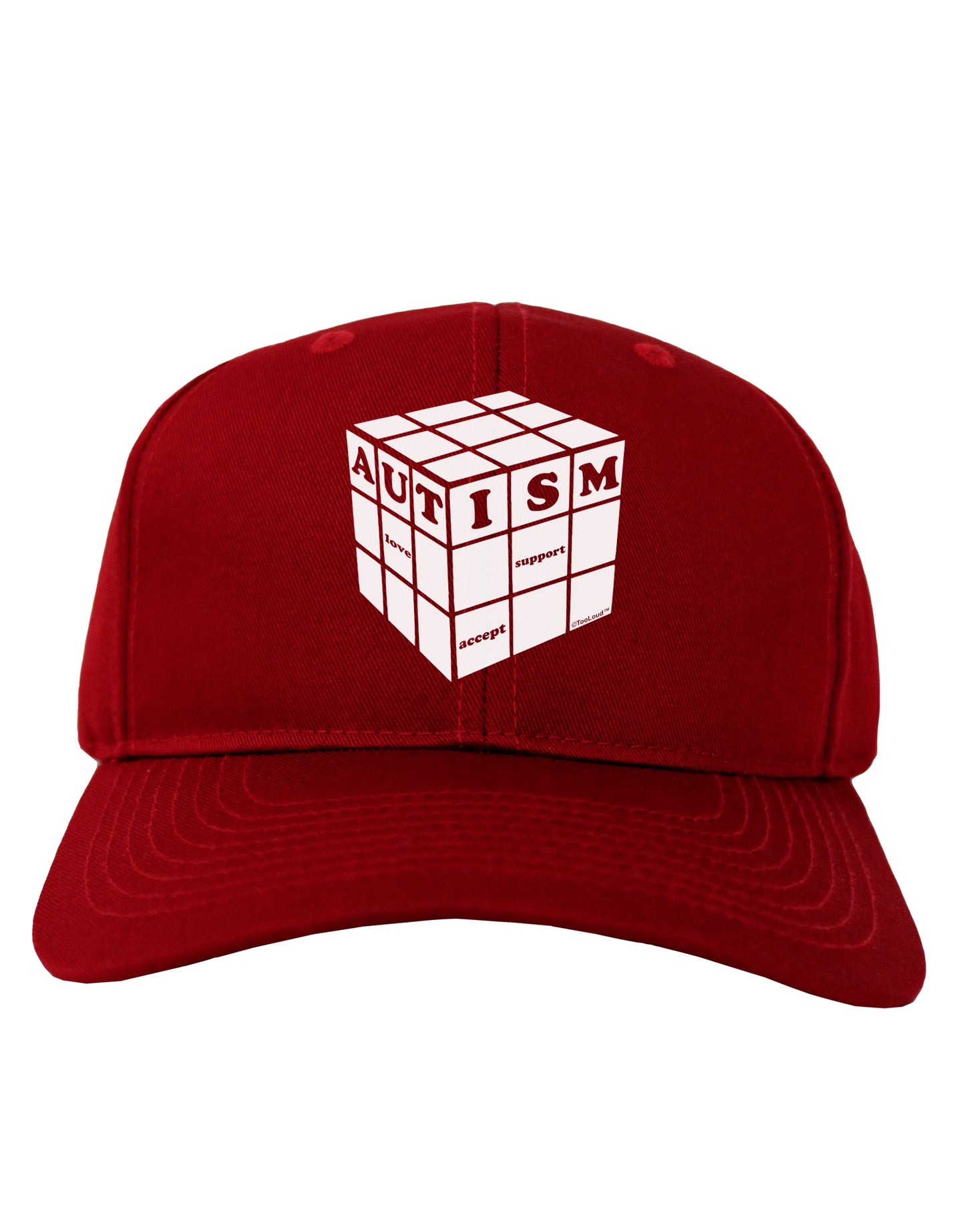 Autism Awareness - Cube B & W Adult Dark Baseball Cap Hat-Baseball Cap-TooLoud-Red-One Size-Davson Sales