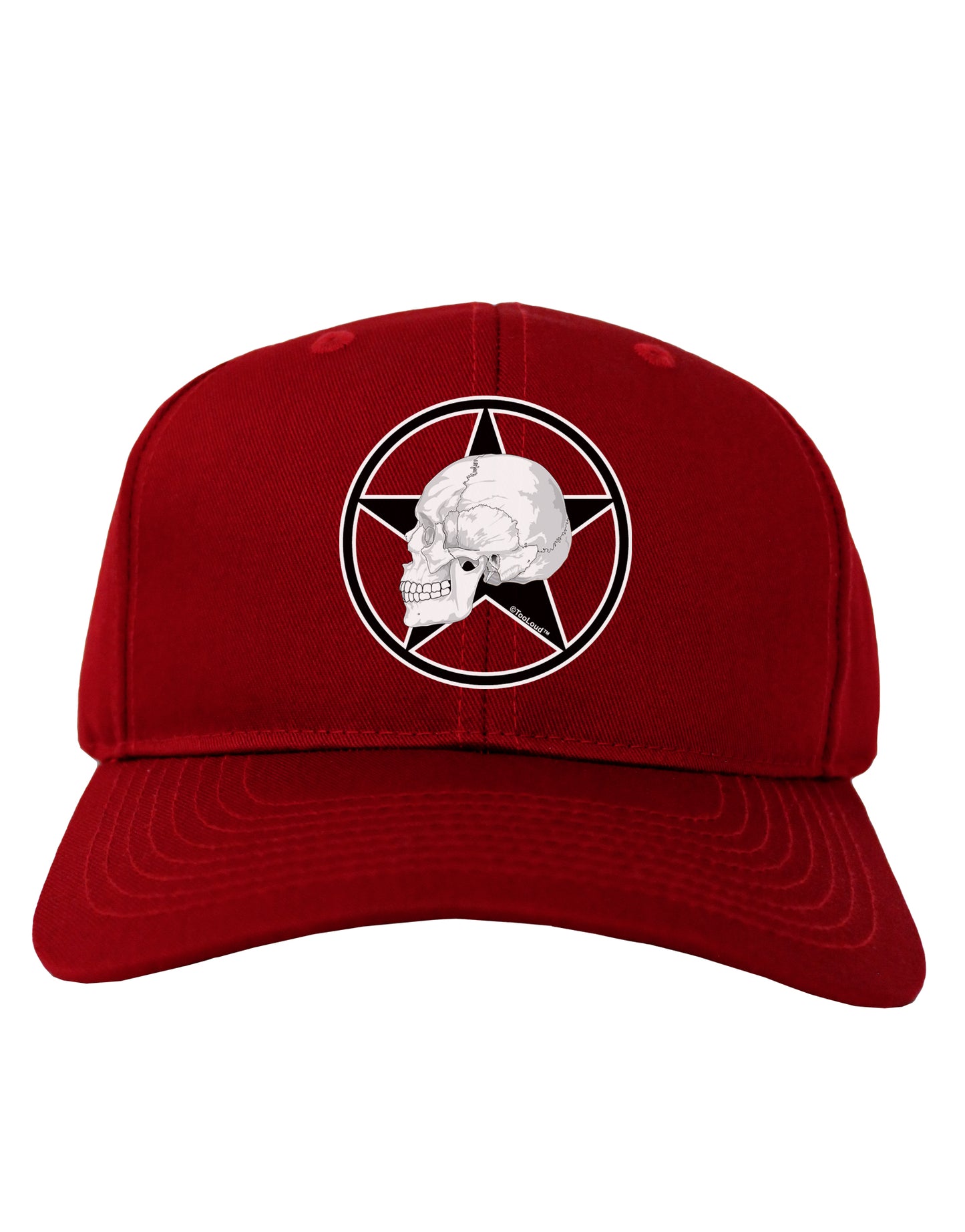 White Skull With Star Adult Dark Baseball Cap Hat by TooLoud-Baseball Cap-TooLoud-Red-One Size-Davson Sales