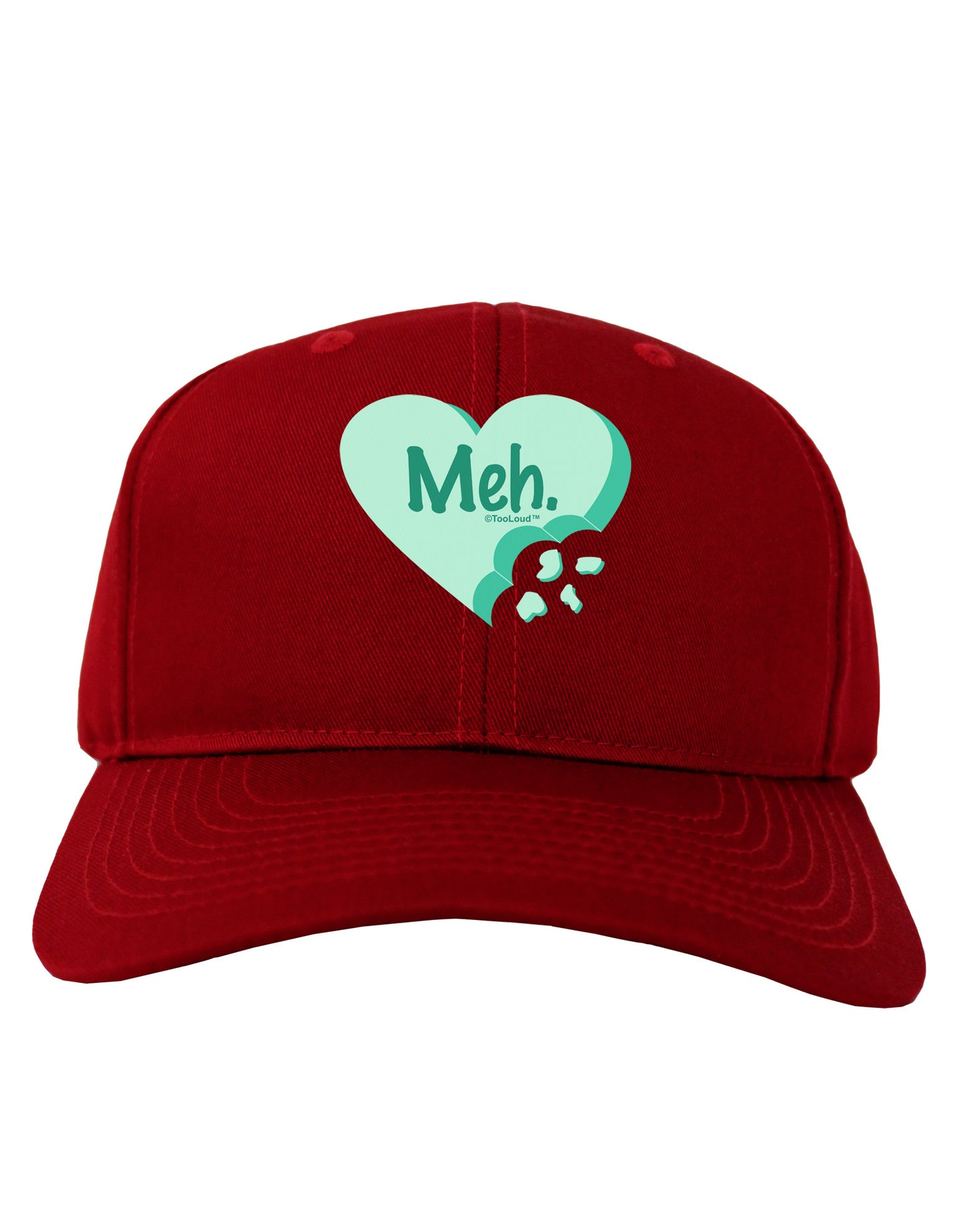 Meh Candy Heart Green - Valentines Day Adult Dark Baseball Cap Hat by TooLoud-Baseball Cap-TooLoud-Red-One Size-Davson Sales