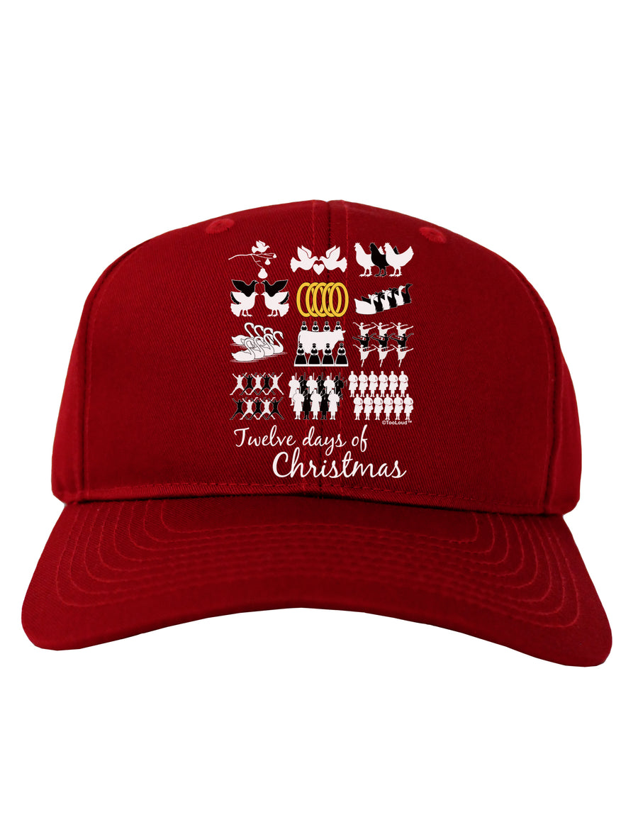 12 Days of Christmas Text Color Adult Dark Baseball Cap Hat-Baseball Cap-TooLoud-Black-One Size-Davson Sales
