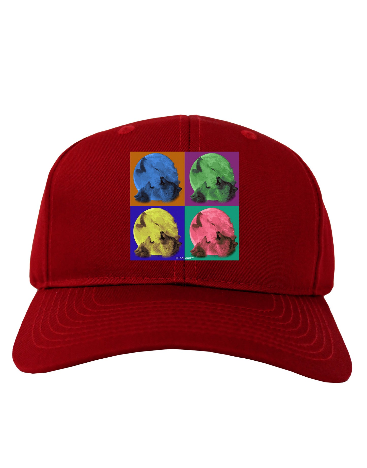 Three Wolves Howling - Pop-Art #2 Adult Dark Baseball Cap Hat by TooLoud-Baseball Cap-TooLoud-Red-One Size-Davson Sales