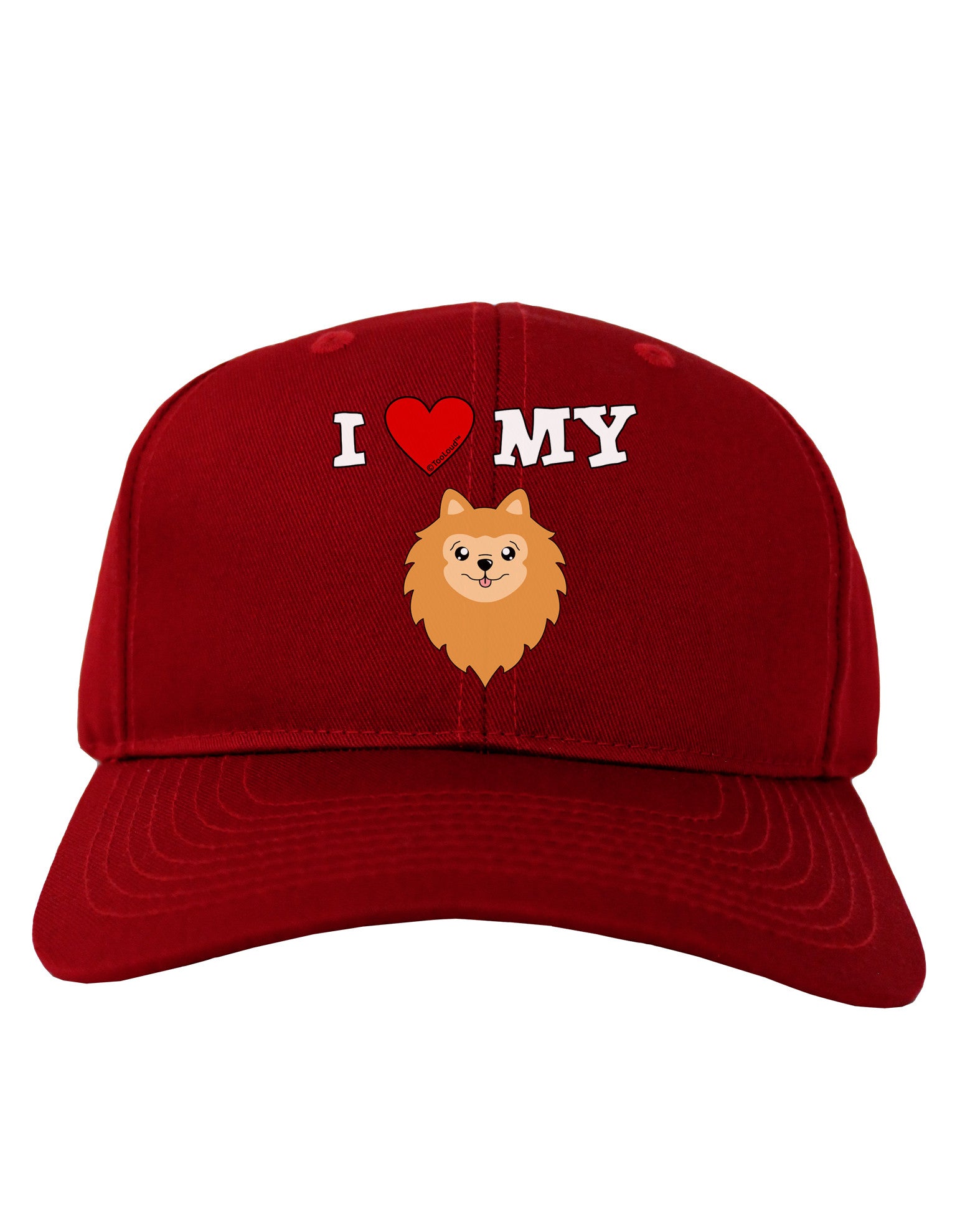 I Heart My - Cute Pomeranian Dog Adult Dark Baseball Cap Hat by TooLoud-Baseball Cap-TooLoud-Red-One Size-Davson Sales