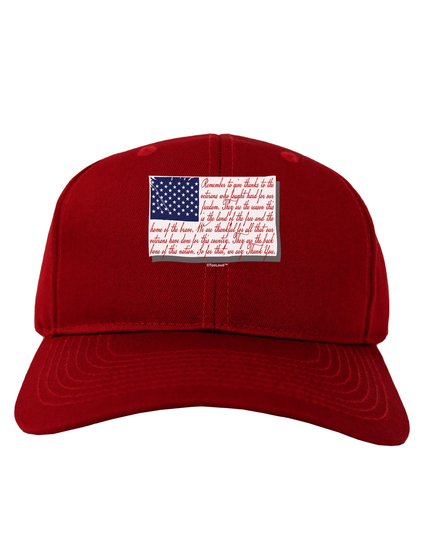 Veterans Scripted Flag Adult Dark Baseball Cap Hat-Baseball Cap-TooLoud-Red-One Size-Davson Sales