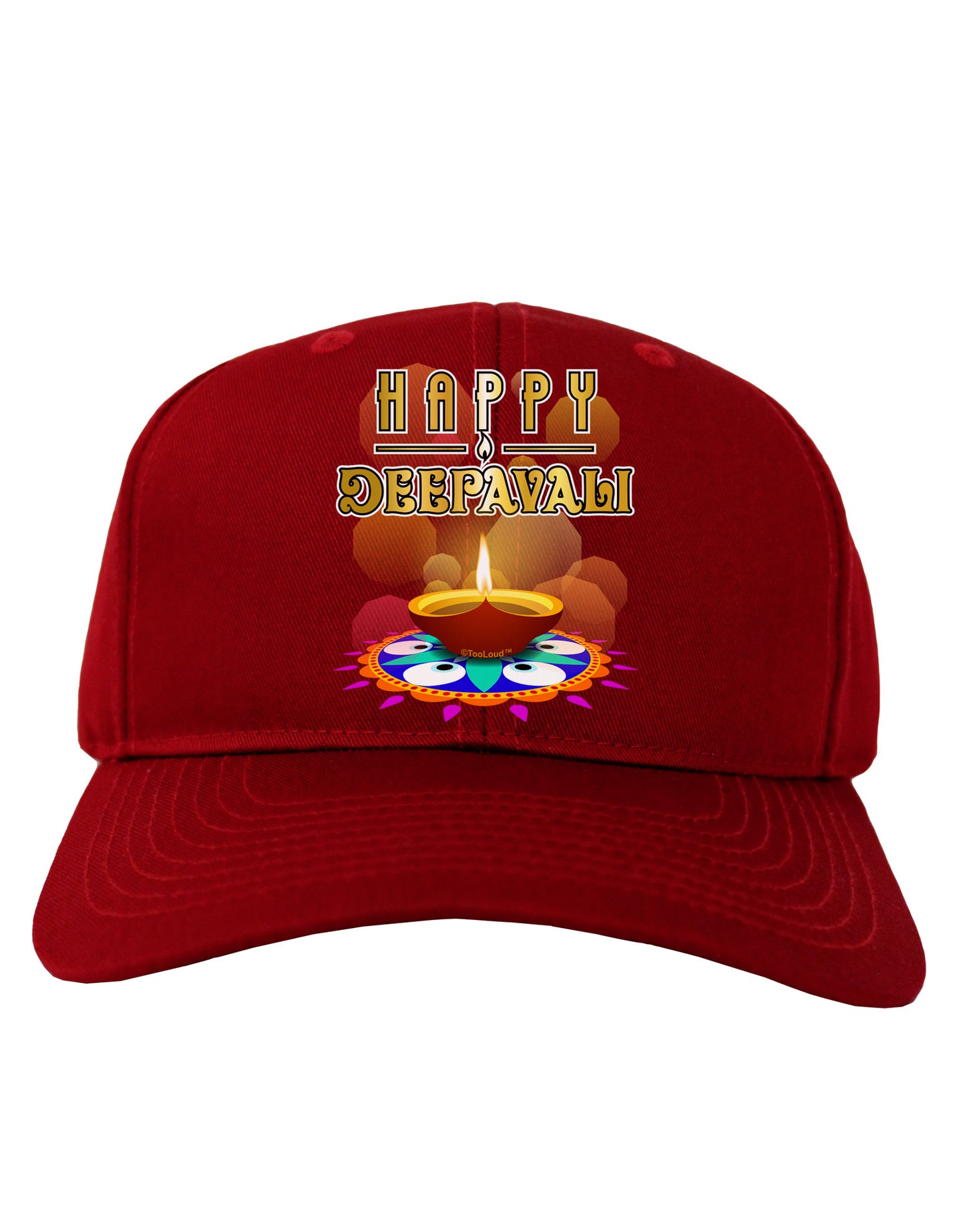 Happy Deepavali - Rangoli and Diya Adult Dark Baseball Cap Hat by-Baseball Cap-TooLoud-Red-One Size-Davson Sales