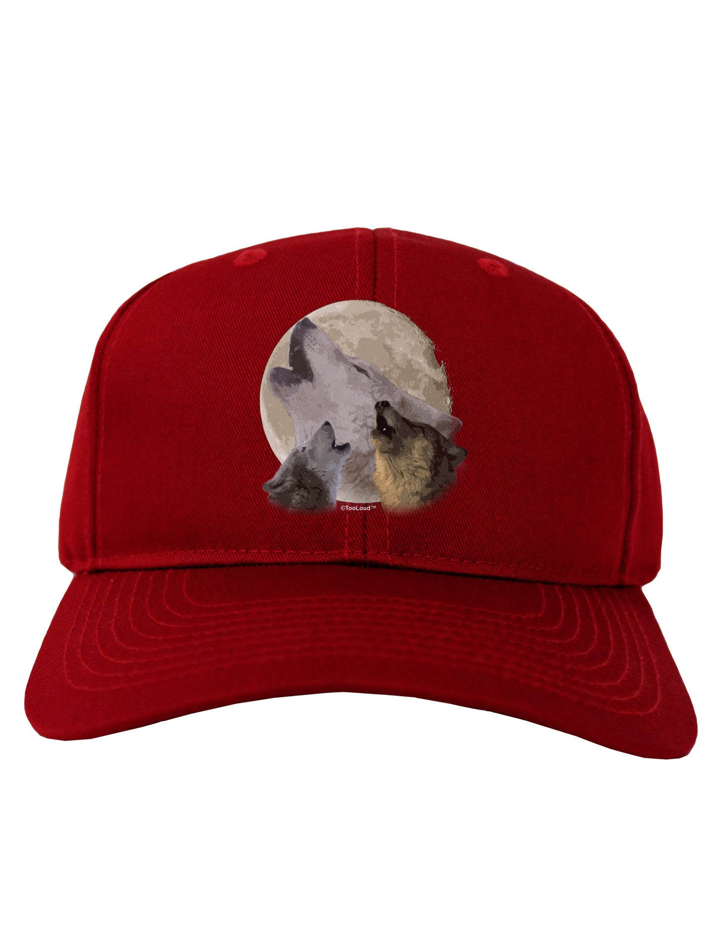 Three Wolves Howling at the Moon Adult Dark Baseball Cap Hat by TooLoud-Baseball Cap-TooLoud-Red-One Size-Davson Sales