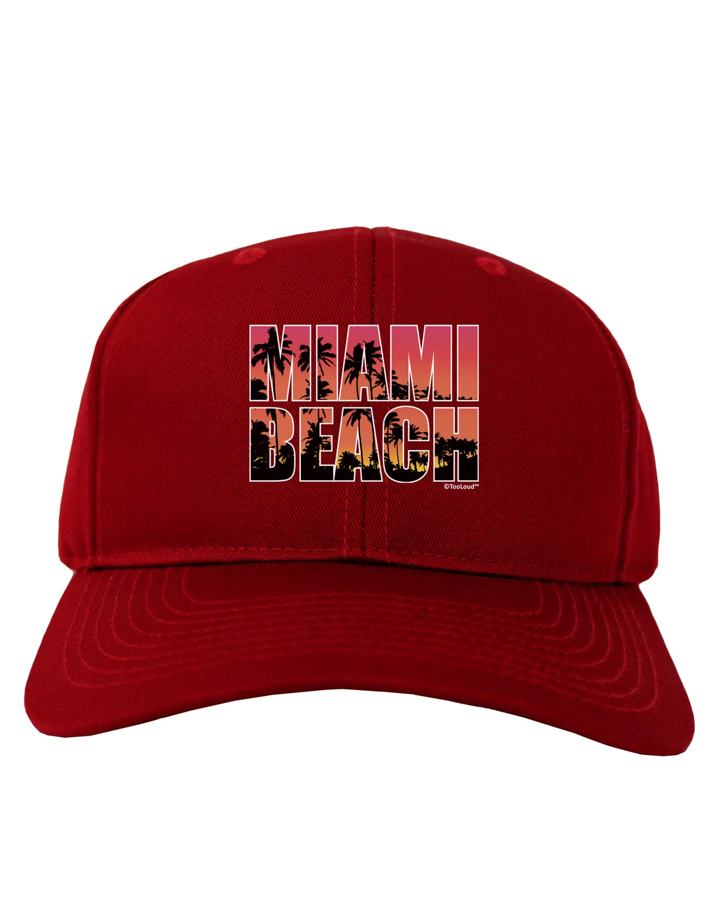 Miami Beach - Sunset Palm Trees Adult Dark Baseball Cap Hat by TooLoud-Baseball Cap-TooLoud-Red-One Size-Davson Sales