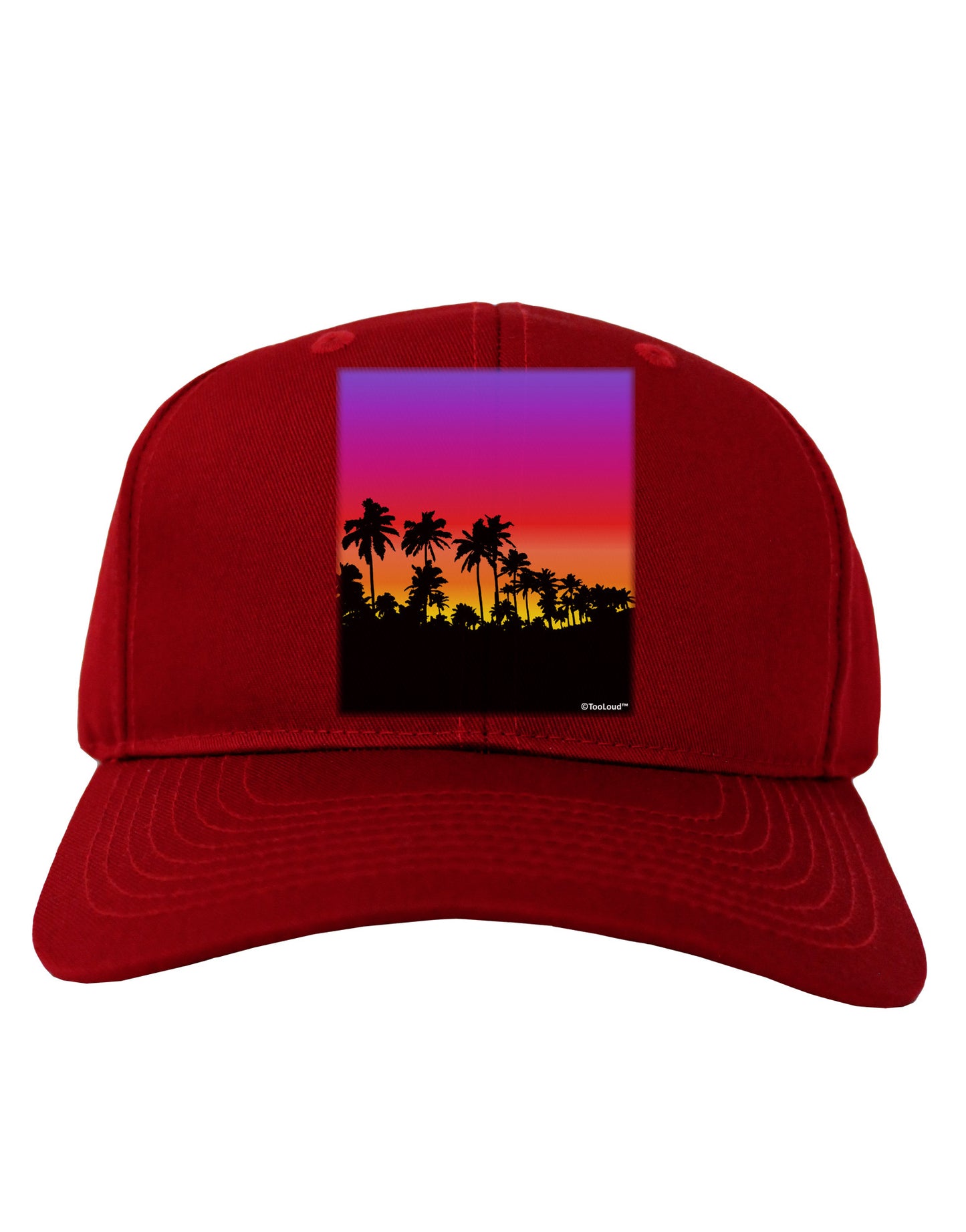 Palm Trees and Sunset Design Adult Dark Baseball Cap Hat by TooLoud-Baseball Cap-TooLoud-Red-One Size-Davson Sales