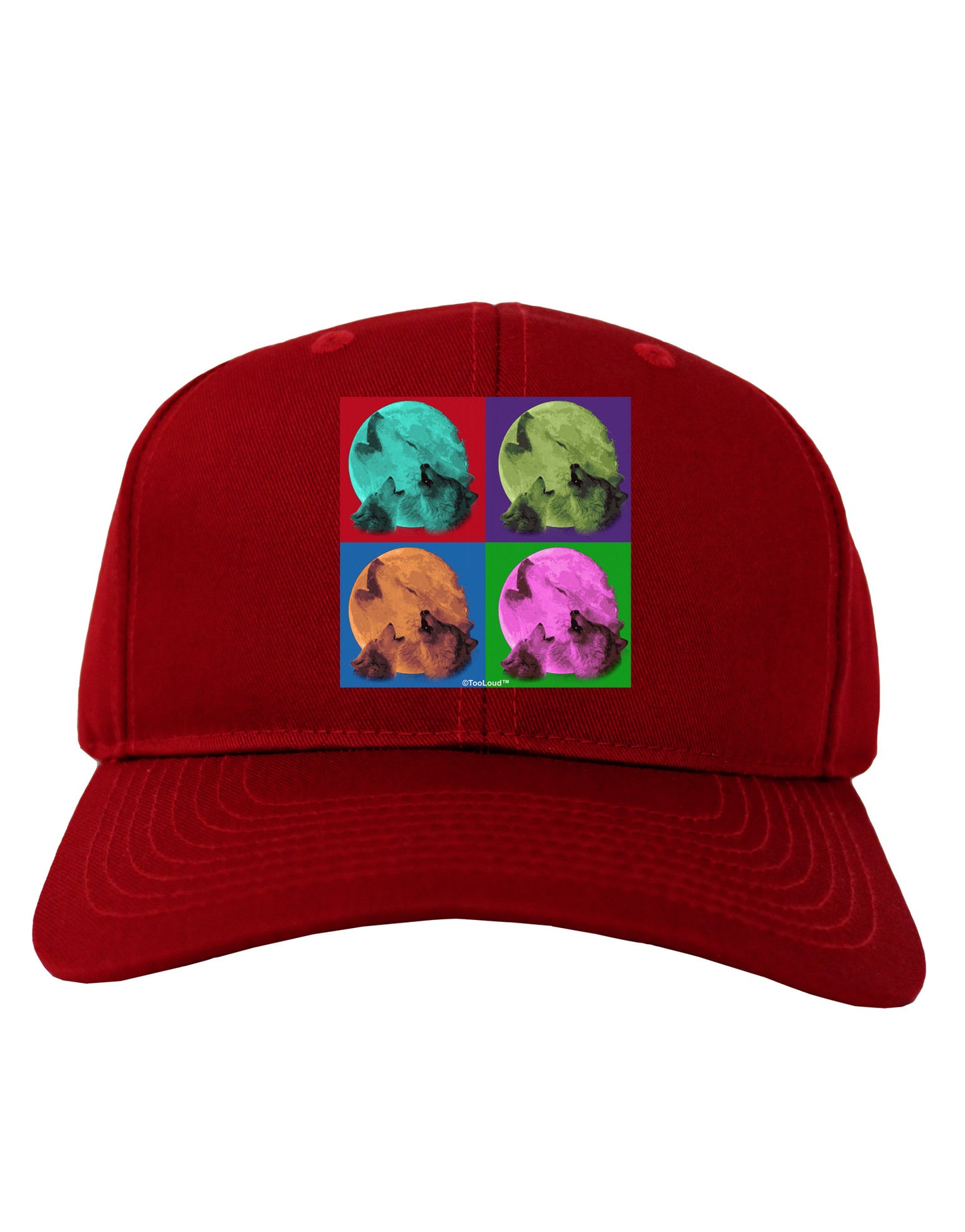 Three Wolves Howling - Pop-Art #1 Adult Dark Baseball Cap Hat by TooLoud-Baseball Cap-TooLoud-Red-One Size-Davson Sales