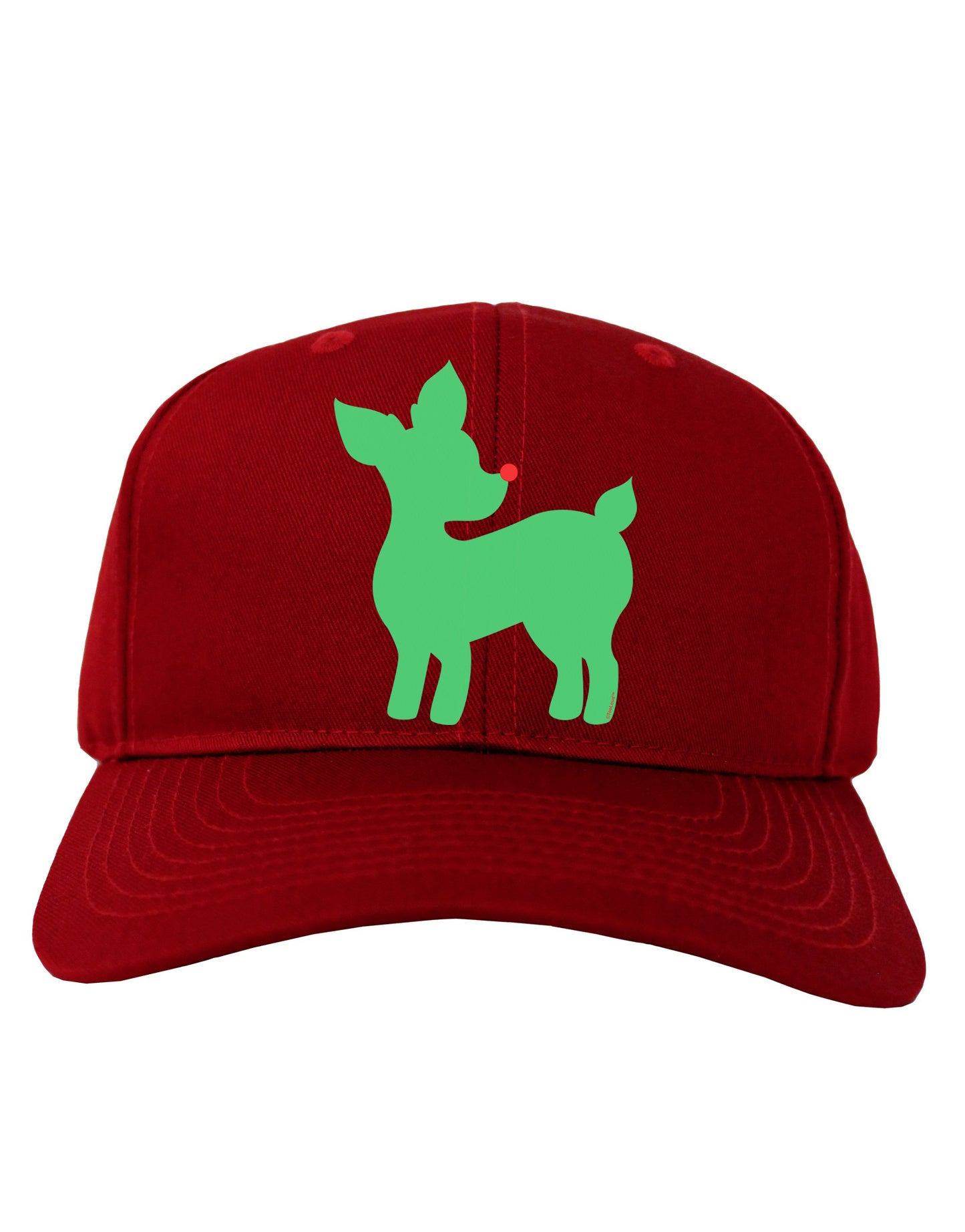 Cute Red and Green Rudolph - Christmas Adult Dark Baseball Cap Hat by TooLoud-Baseball Cap-TooLoud-Red-One Size-Davson Sales