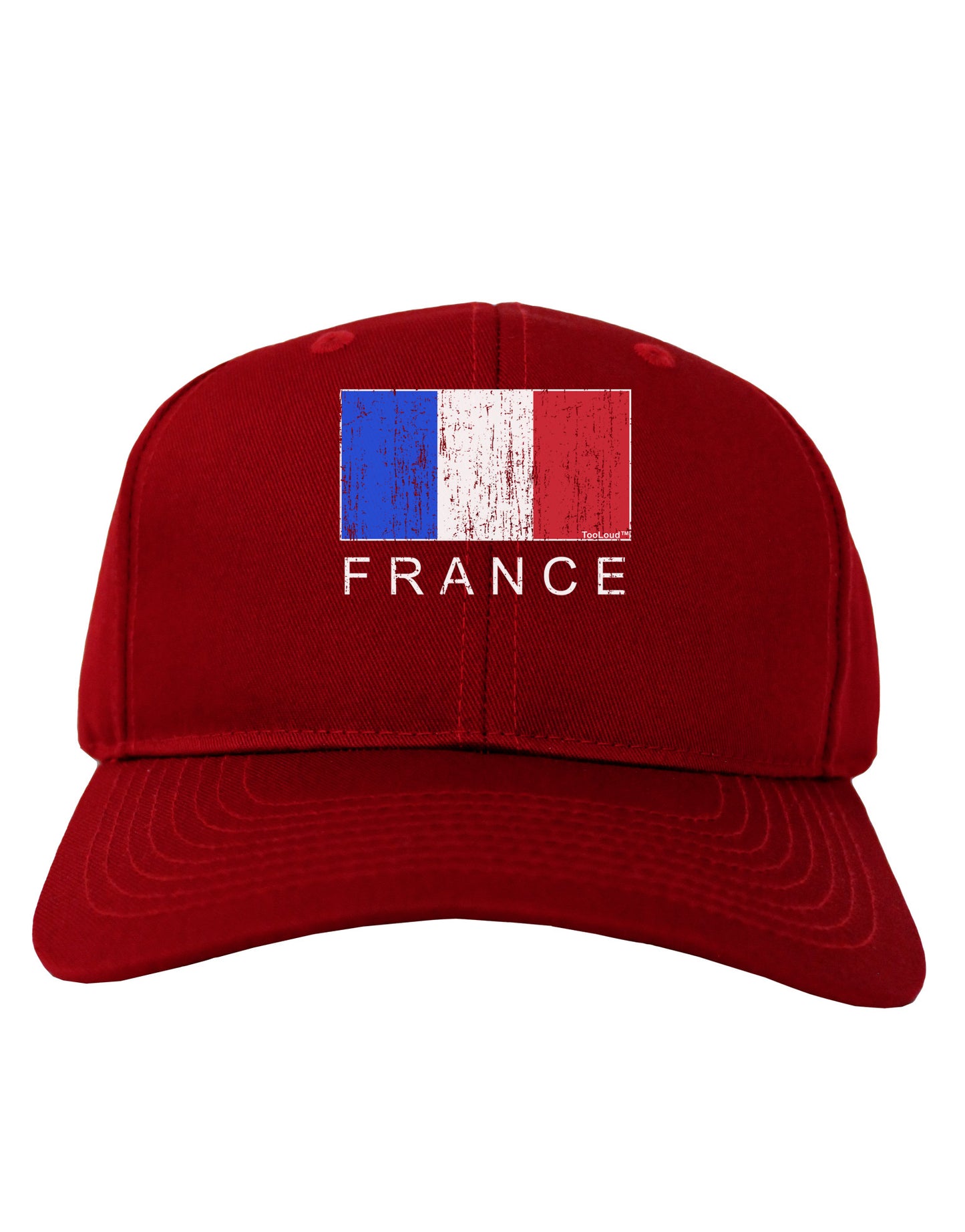 French Flag - France Text Distressed Adult Dark Baseball Cap Hat by TooLoud-Baseball Cap-TooLoud-Red-One Size-Davson Sales