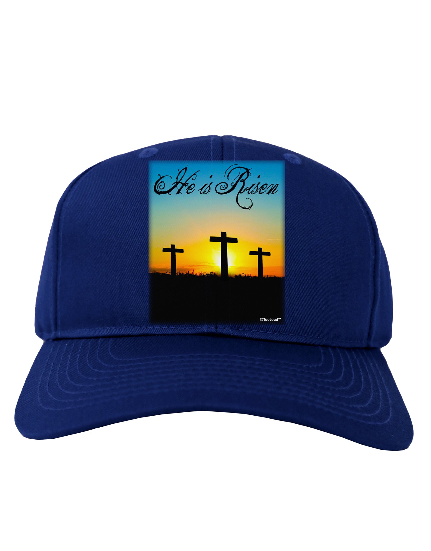 Three Crosses Sunrise - He Is Risen Adult Dark Baseball Cap Hat by TooLoud-Baseball Cap-TooLoud-Royal-Blue-One Size-Davson Sales