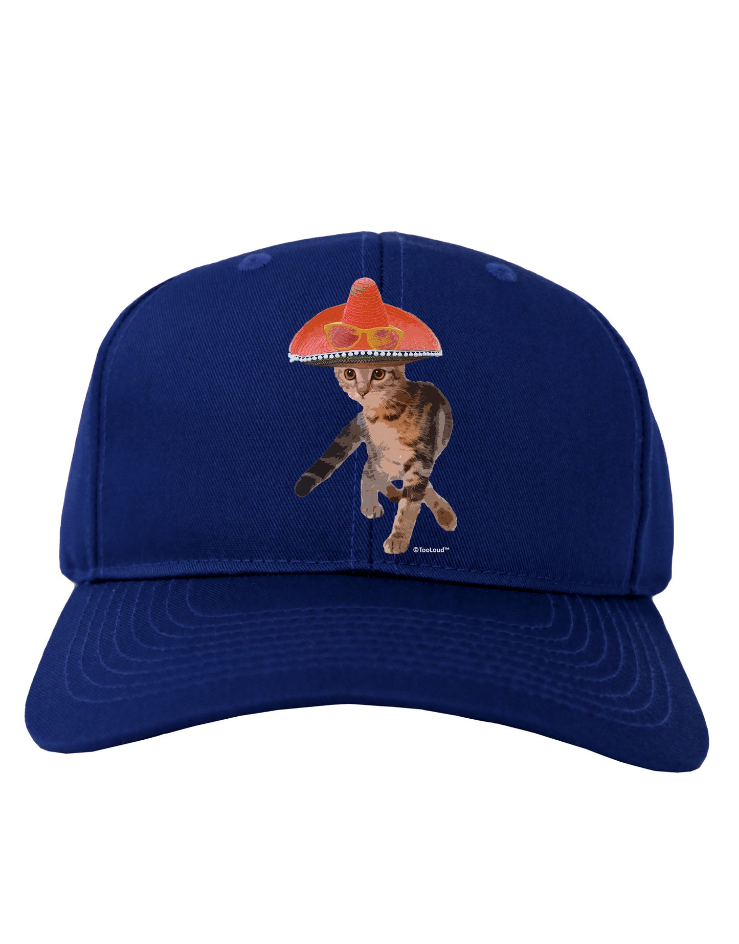 Cat with Pink Sombrero and Sunglasses Adult Dark Baseball Cap Hat by TooLoud-Baseball Cap-TooLoud-Royal-Blue-One Size-Davson Sales