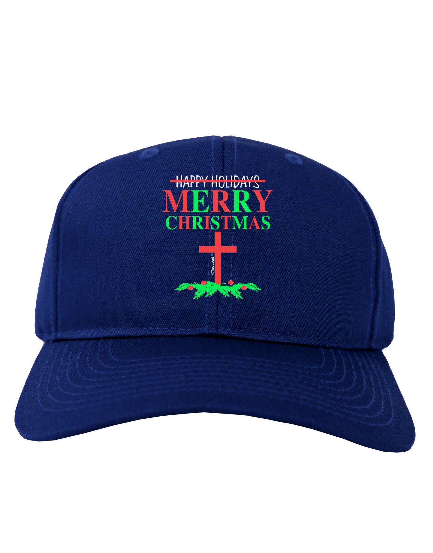 No Happy Holidays, Merry Christmas Adult Dark Baseball Cap Hat-Baseball Cap-TooLoud-Royal-Blue-One Size-Davson Sales