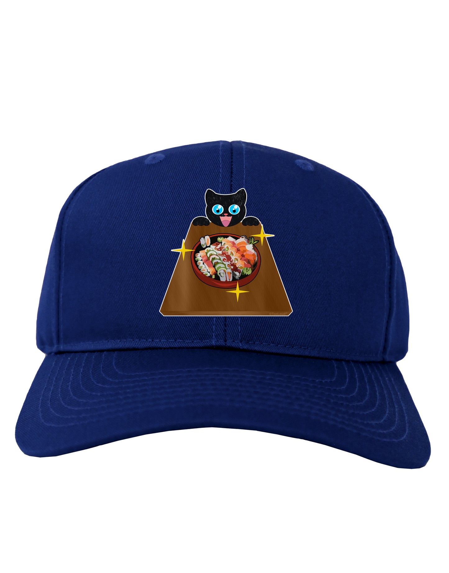 Anime Cat Loves Sushi Adult Dark Baseball Cap Hat by TooLoud-Baseball Cap-TooLoud-Royal-Blue-One Size-Davson Sales