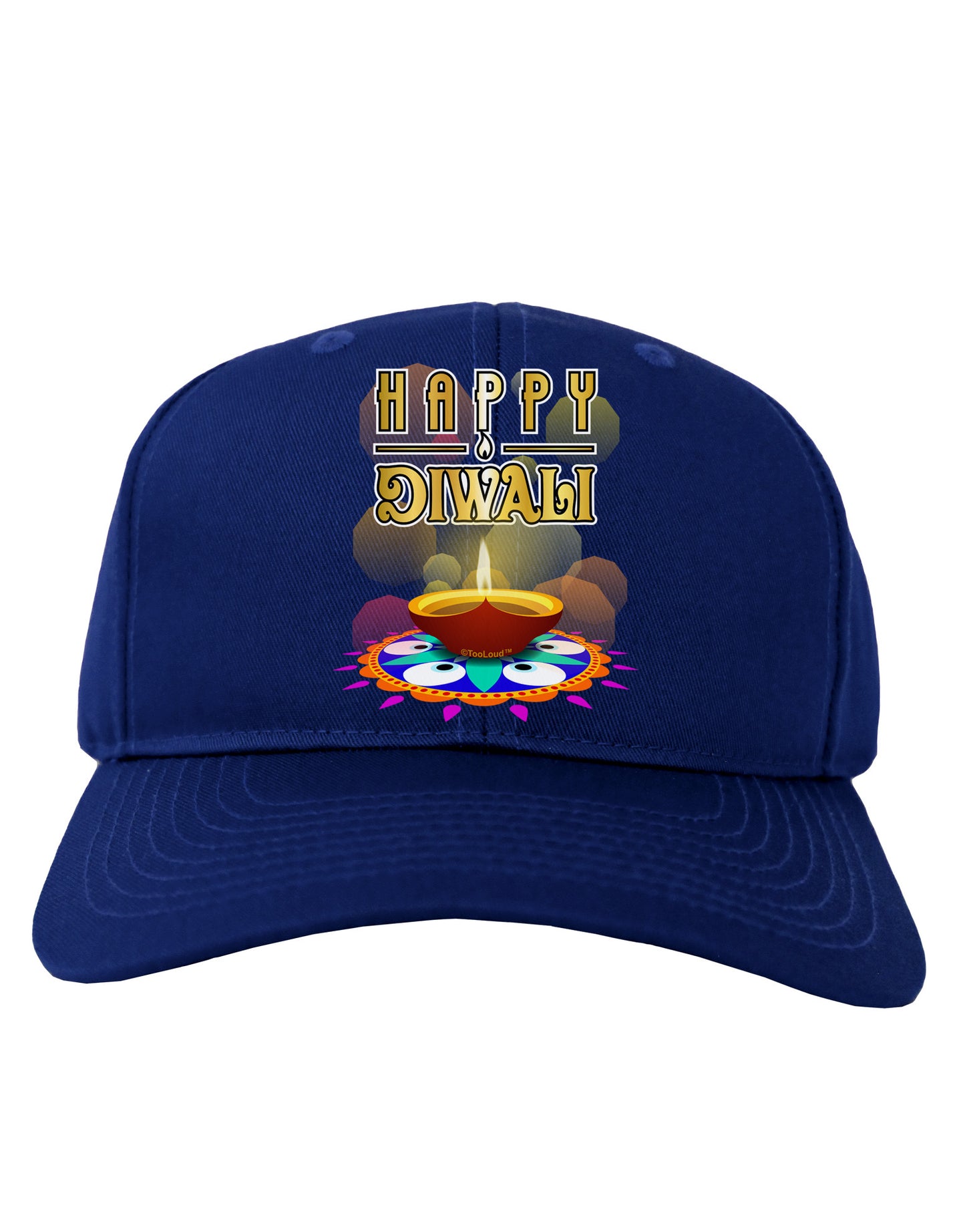 Happy Diwali - Rangoli and Diya Adult Dark Baseball Cap Hat by-Baseball Cap-TooLoud-Royal-Blue-One Size-Davson Sales
