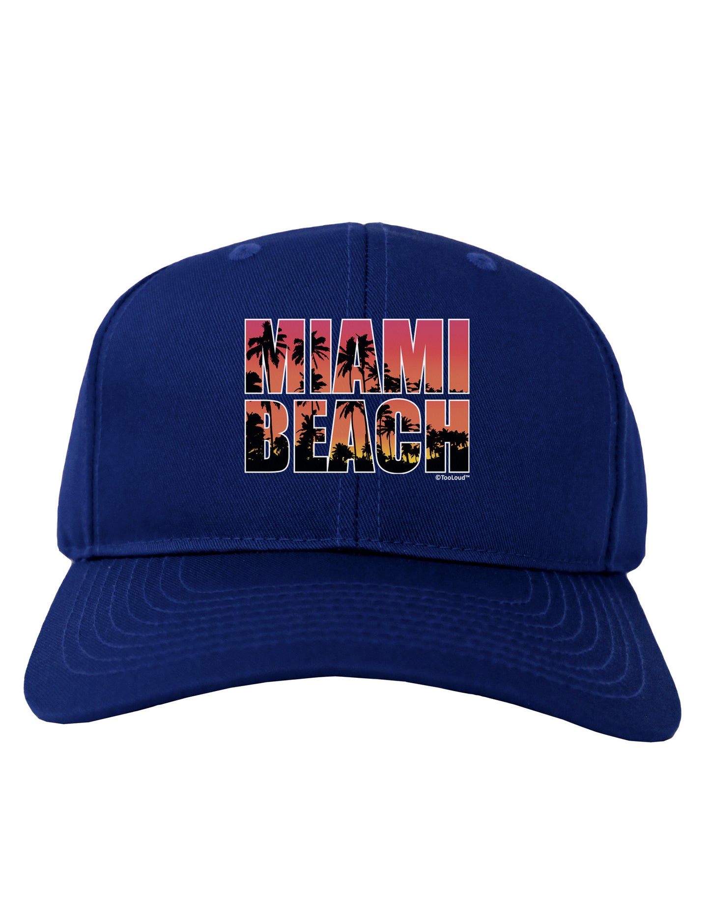 Miami Beach - Sunset Palm Trees Adult Dark Baseball Cap Hat by TooLoud-Baseball Cap-TooLoud-Royal-Blue-One Size-Davson Sales