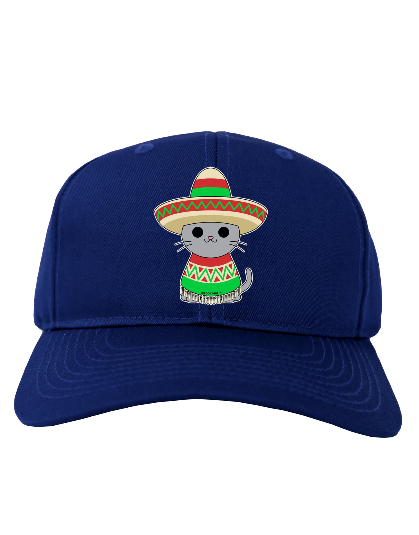 Cat with Sombrero and Poncho Adult Dark Baseball Cap Hat by TooLoud-Baseball Cap-TooLoud-Royal-Blue-One Size-Davson Sales