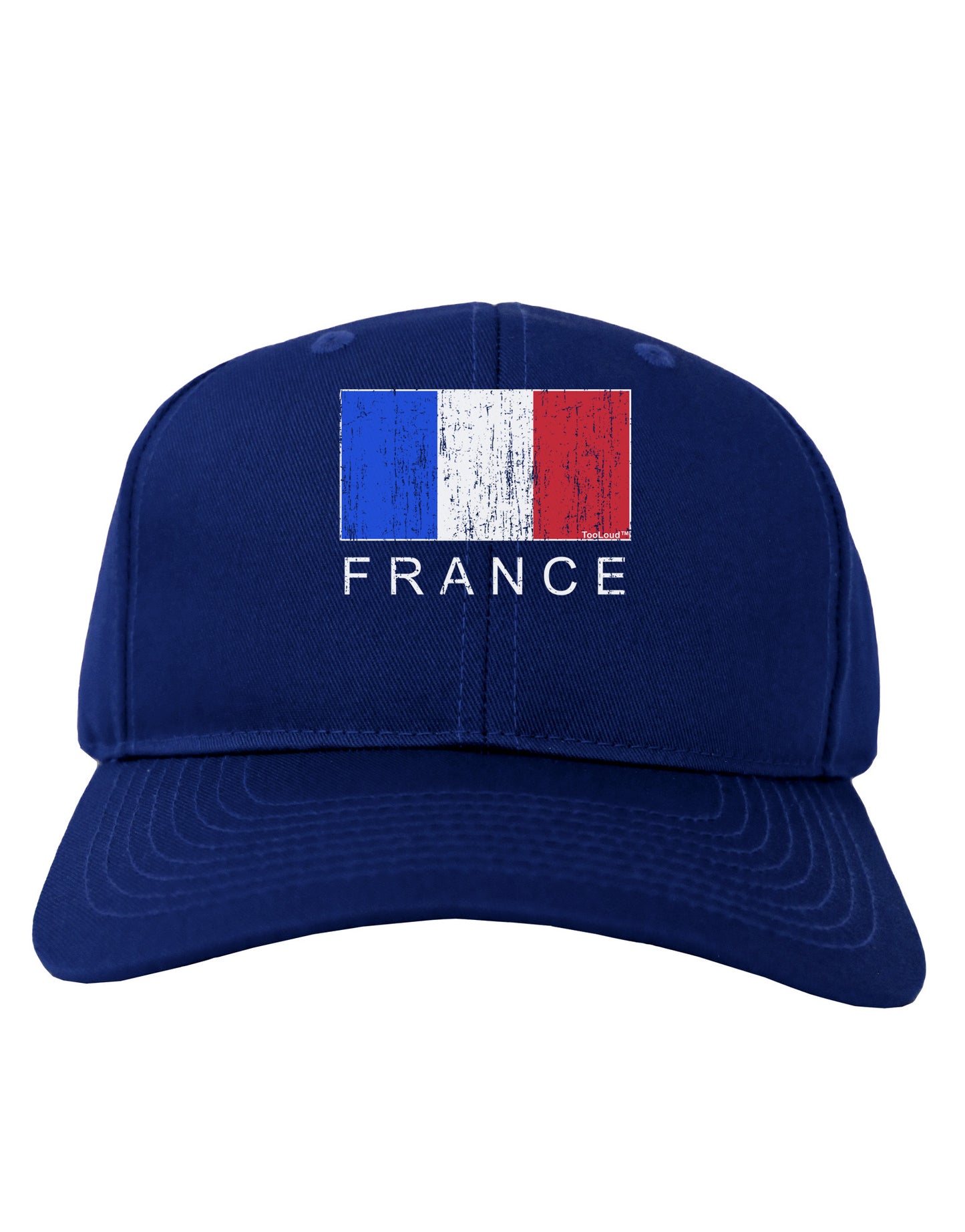 French Flag - France Text Distressed Adult Dark Baseball Cap Hat by TooLoud-Baseball Cap-TooLoud-Royal-Blue-One Size-Davson Sales