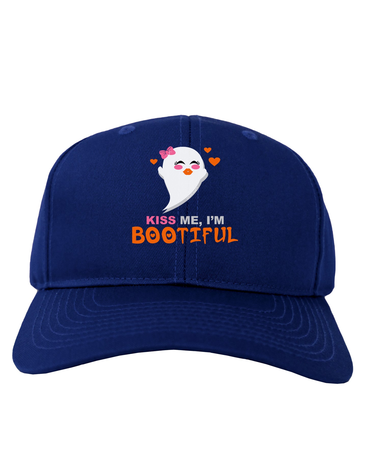 Kiss Me BOOtiful Ghost Orange Adult Dark Baseball Cap Hat-Baseball Cap-TooLoud-Royal-Blue-One Size-Davson Sales