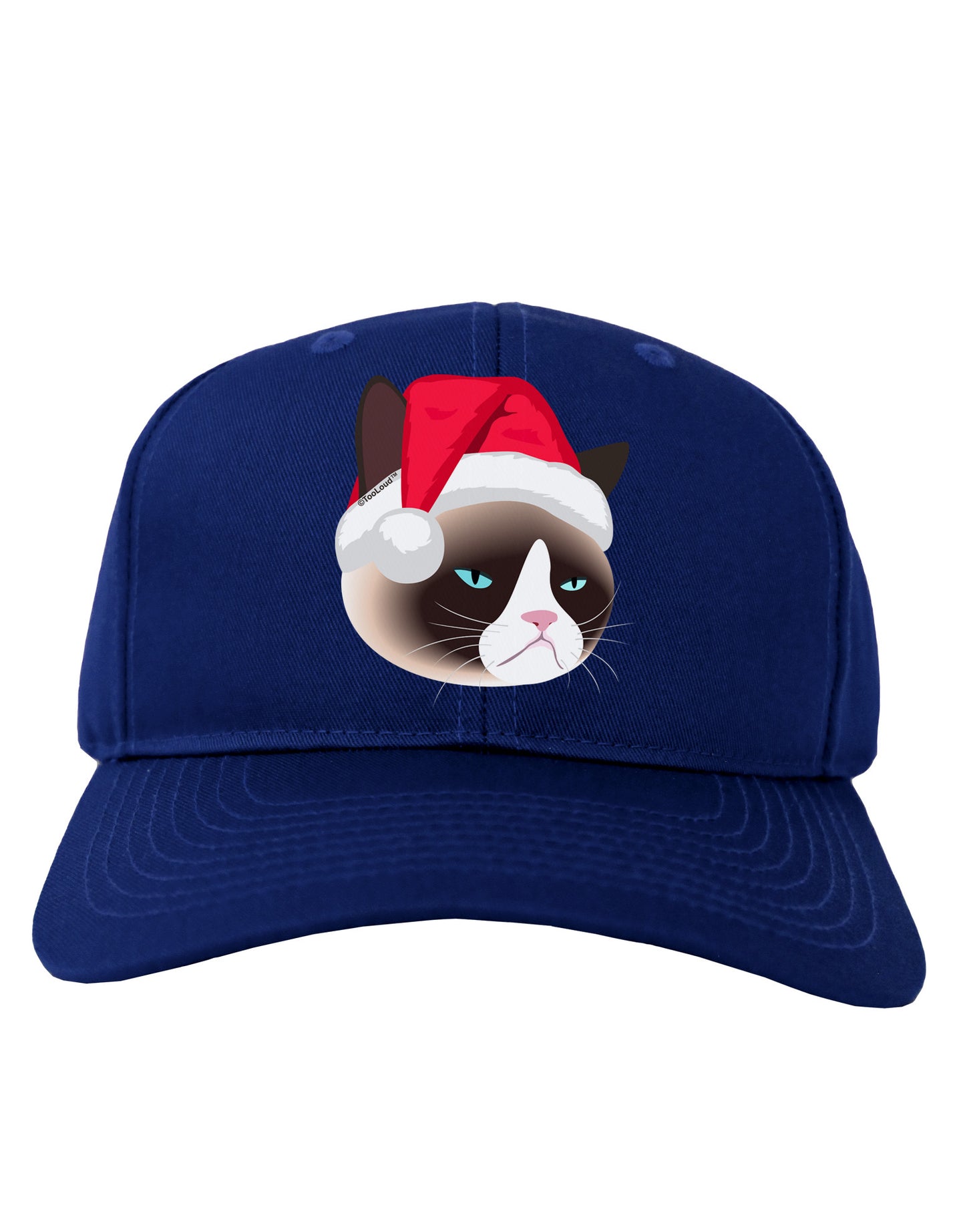 Santa Hat Disgruntled Siamese Cat Adult Dark Baseball Cap Hat by-Baseball Cap-TooLoud-Royal-Blue-One Size-Davson Sales