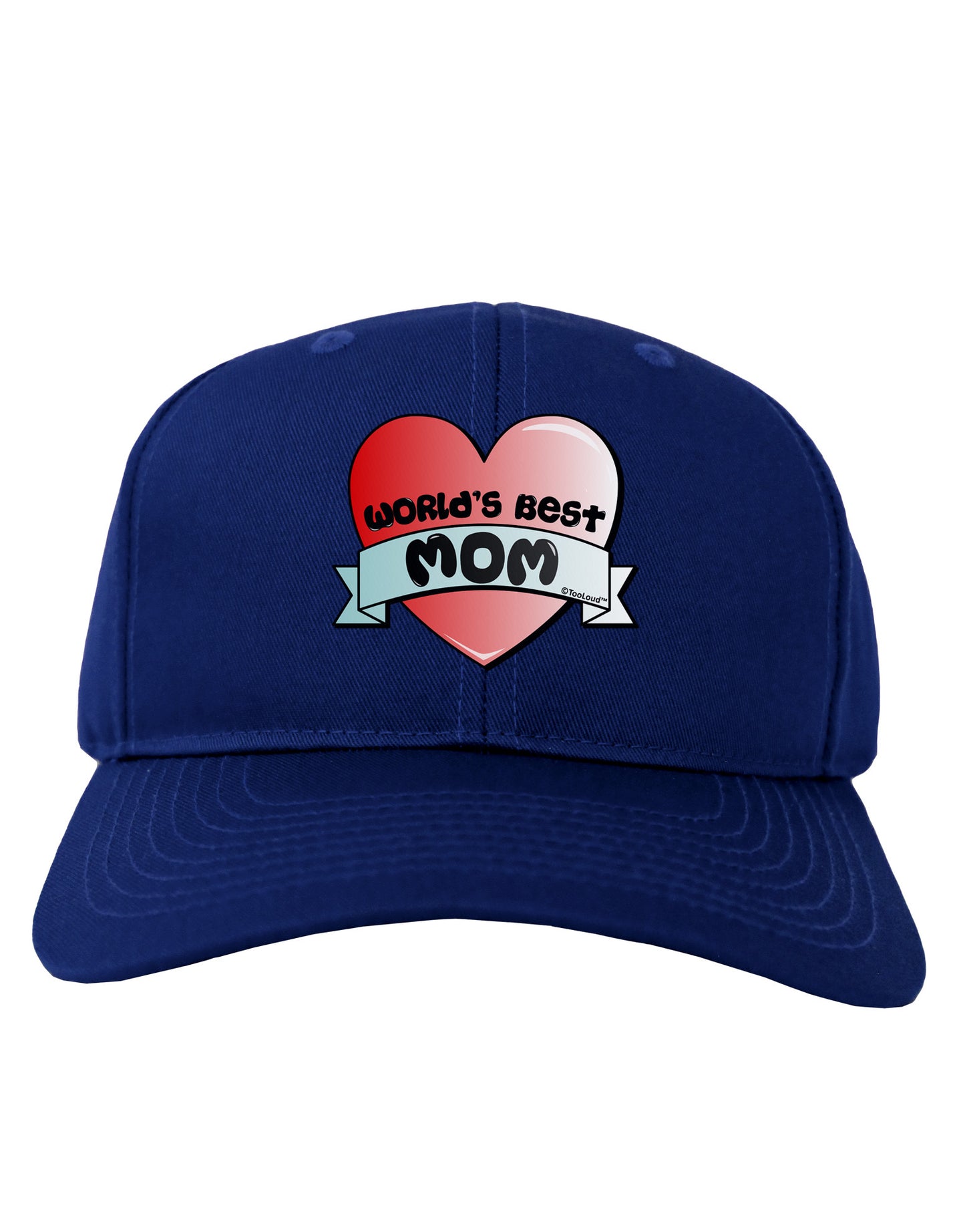 World's Best Mom - Heart Banner Design Adult Dark Baseball Cap Hat by TooLoud-Baseball Cap-TooLoud-Royal-Blue-One Size-Davson Sales