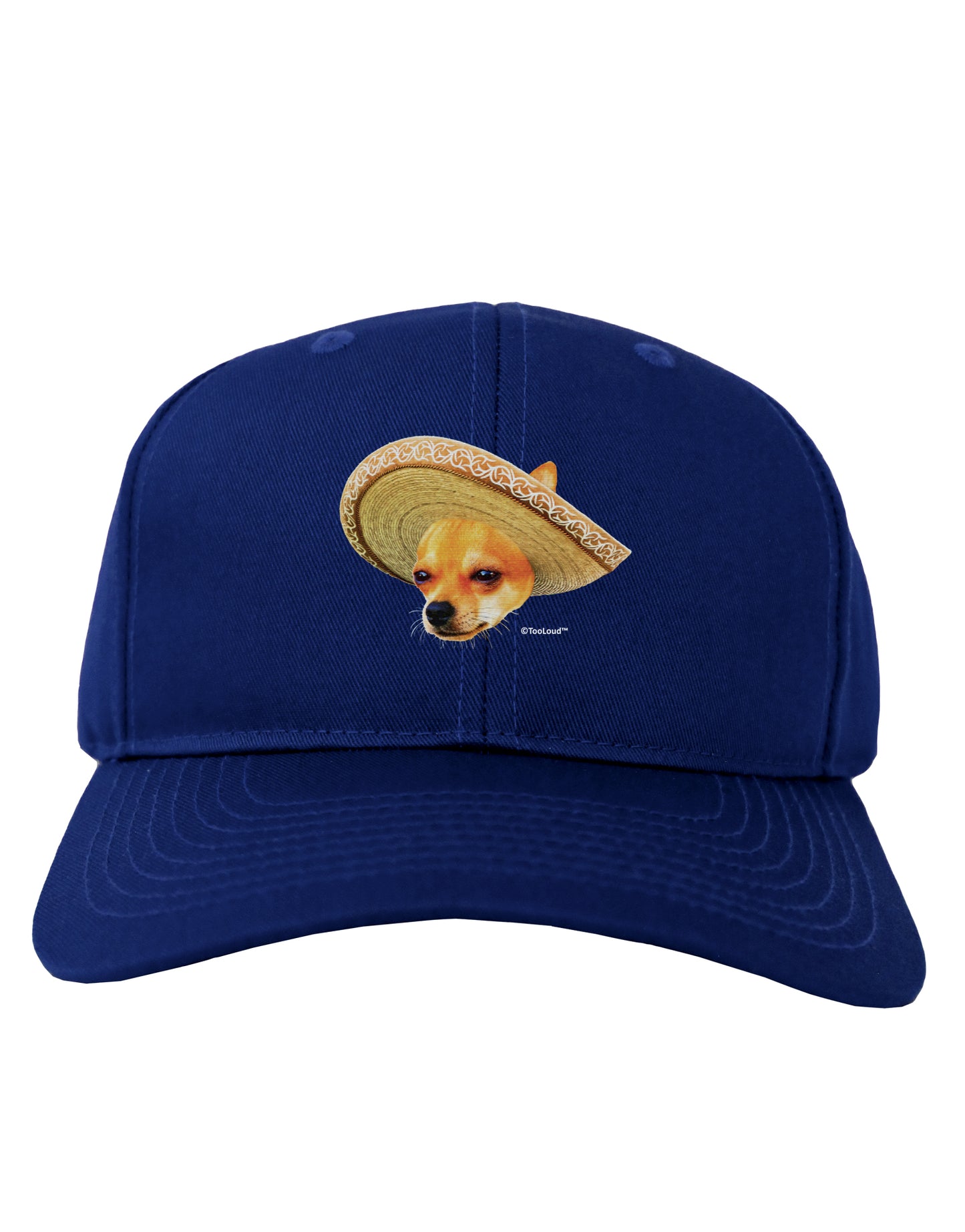 Chihuahua Dog with Sombrero - Patchwork Design Adult Dark Baseball Cap Hat by TooLoud-Baseball Cap-TooLoud-Royal-Blue-One Size-Davson Sales