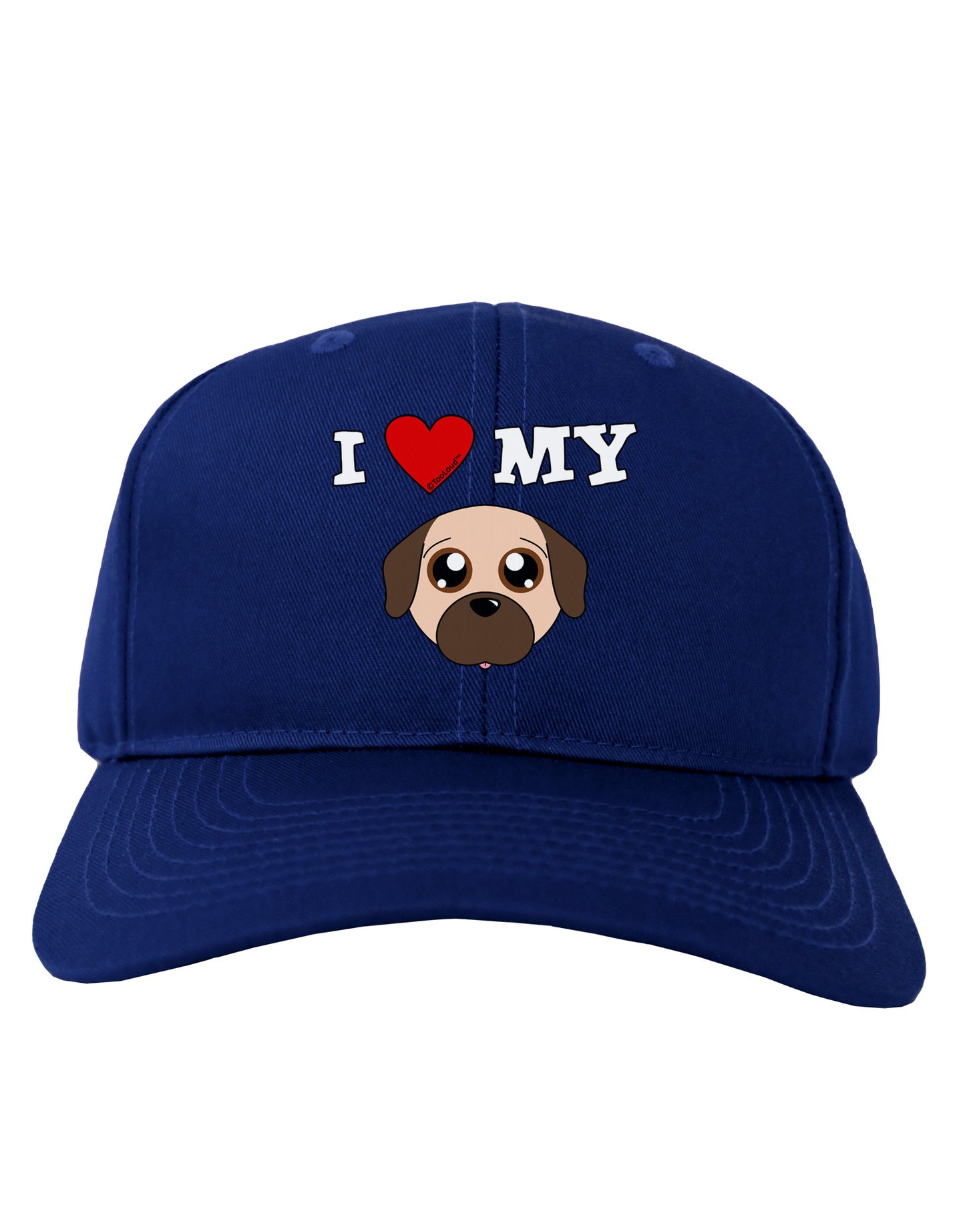 I Heart My - Cute Pug Dog - Fawn Adult Dark Baseball Cap Hat by TooLoud-Baseball Cap-TooLoud-Royal-Blue-One Size-Davson Sales