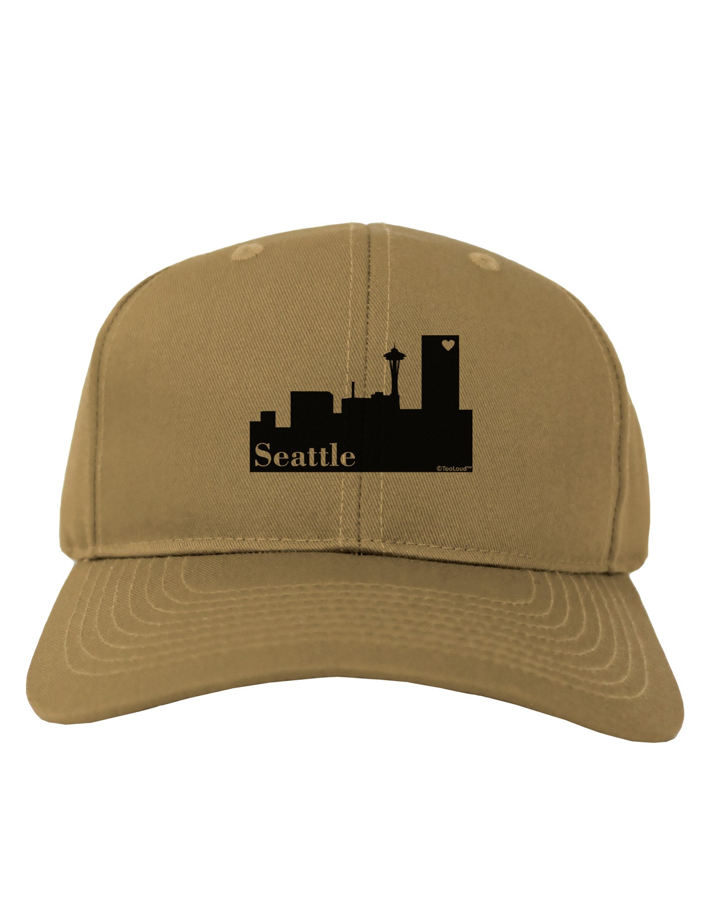 Seattle Skyline with Space Needle Adult Baseball Cap Hat by TooLoud-Baseball Cap-TooLoud-Khaki-One Size-Davson Sales