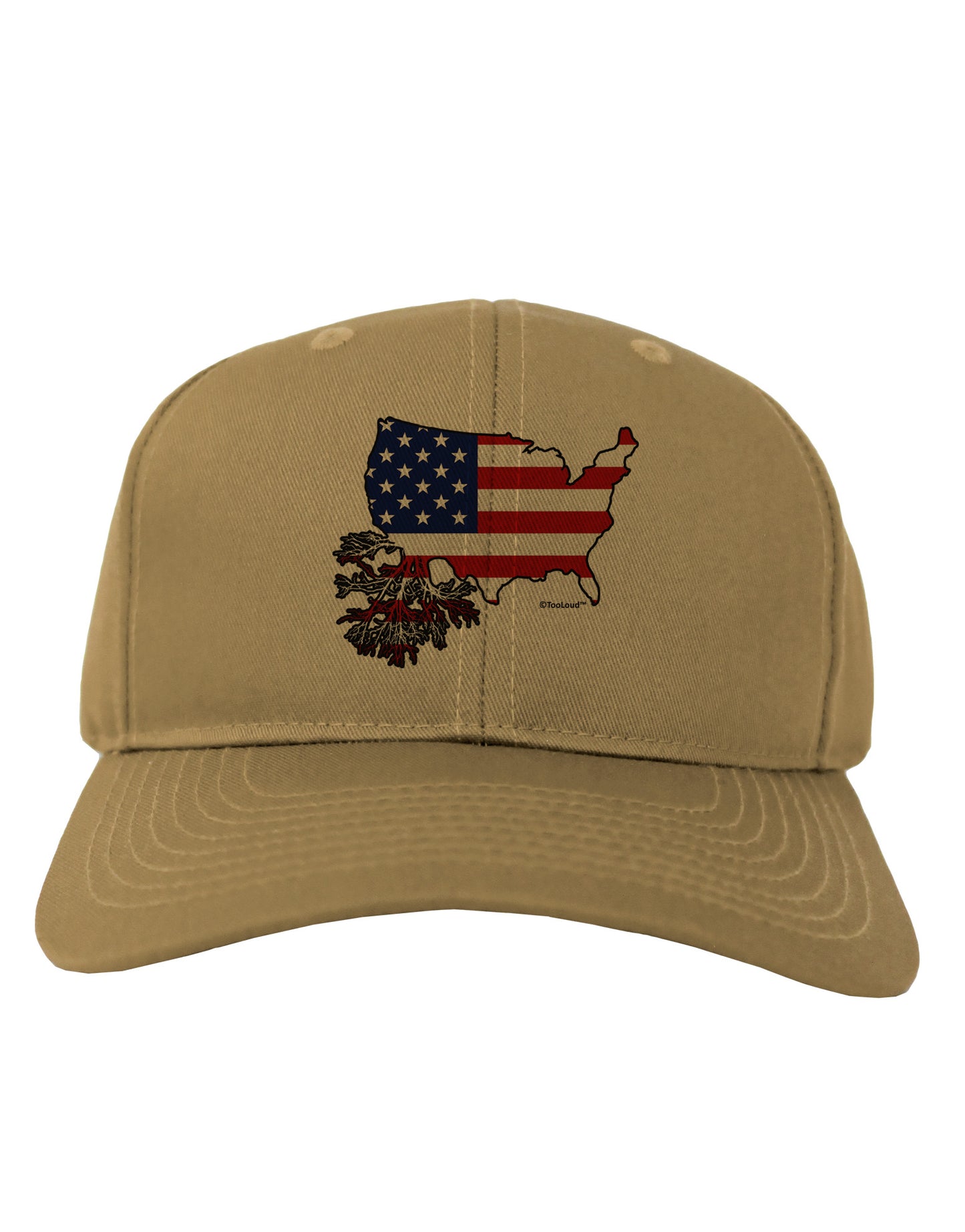 American Roots Design - American Flag Adult Baseball Cap Hat by TooLoud-Baseball Cap-TooLoud-Khaki-One Size-Davson Sales
