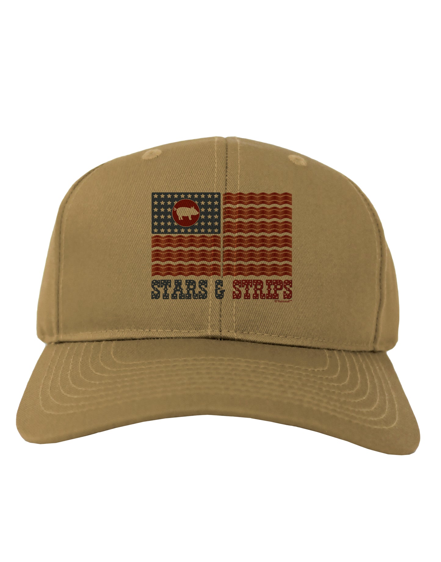 American Bacon Flag - Stars and Strips Adult Baseball Cap Hat-Baseball Cap-TooLoud-Khaki-One Size-Davson Sales