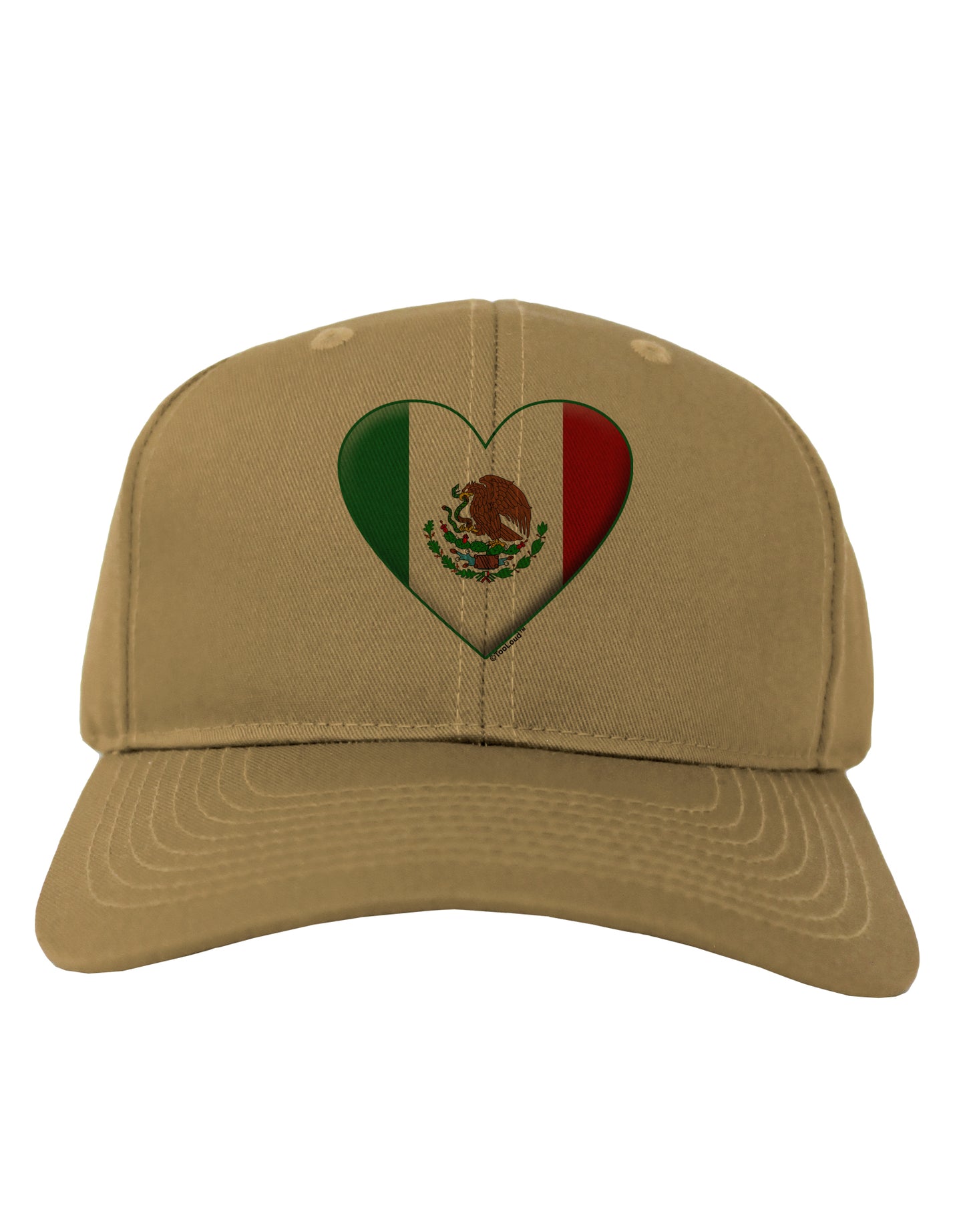 Mexican Flag Heart - Beveled Adult Baseball Cap Hat by TooLoud-Baseball Cap-TooLoud-Khaki-One Size-Davson Sales