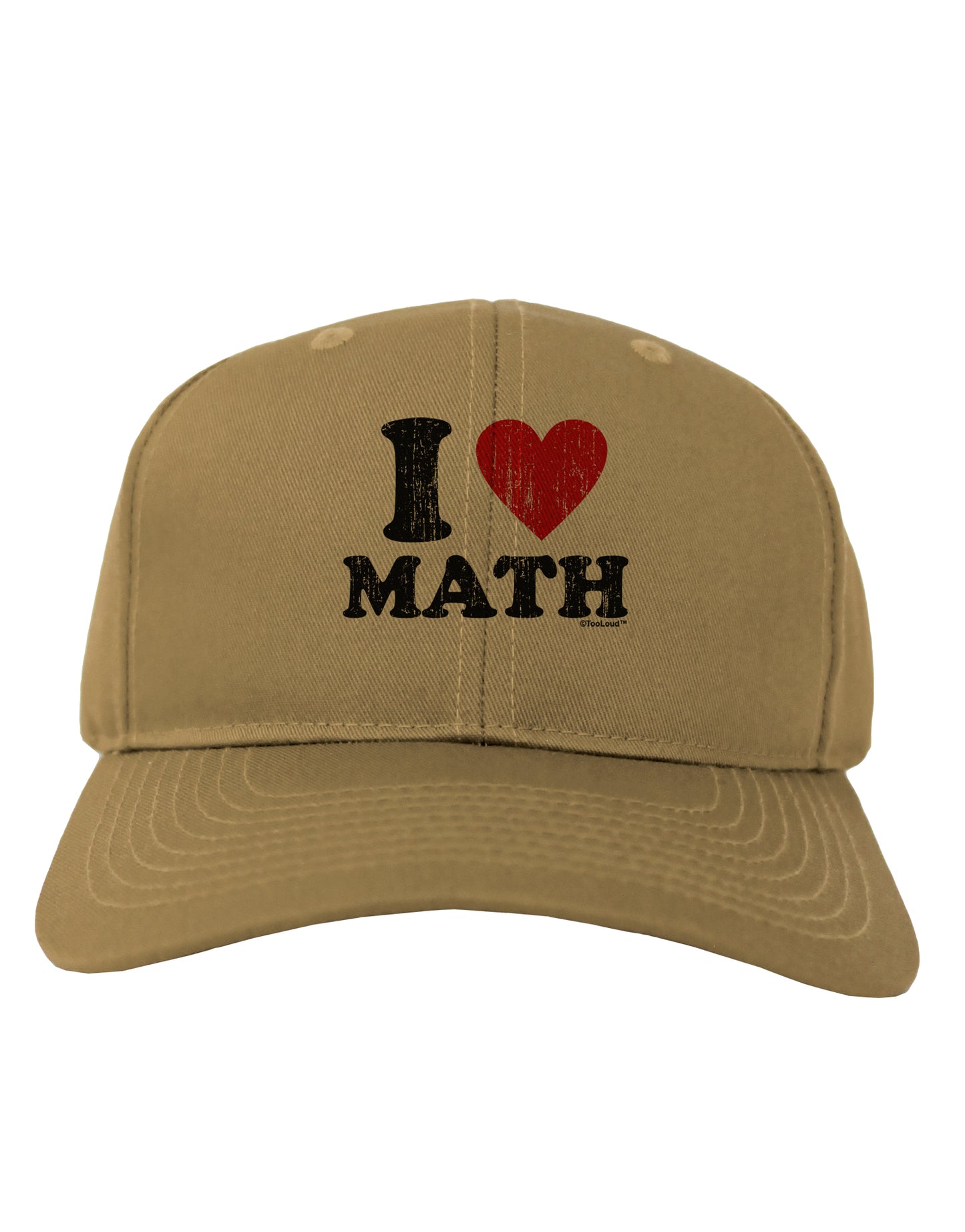 I Heart Math Distressed Adult Baseball Cap Hat by TooLoud-Baseball Cap-TooLoud-Khaki-One Size-Davson Sales