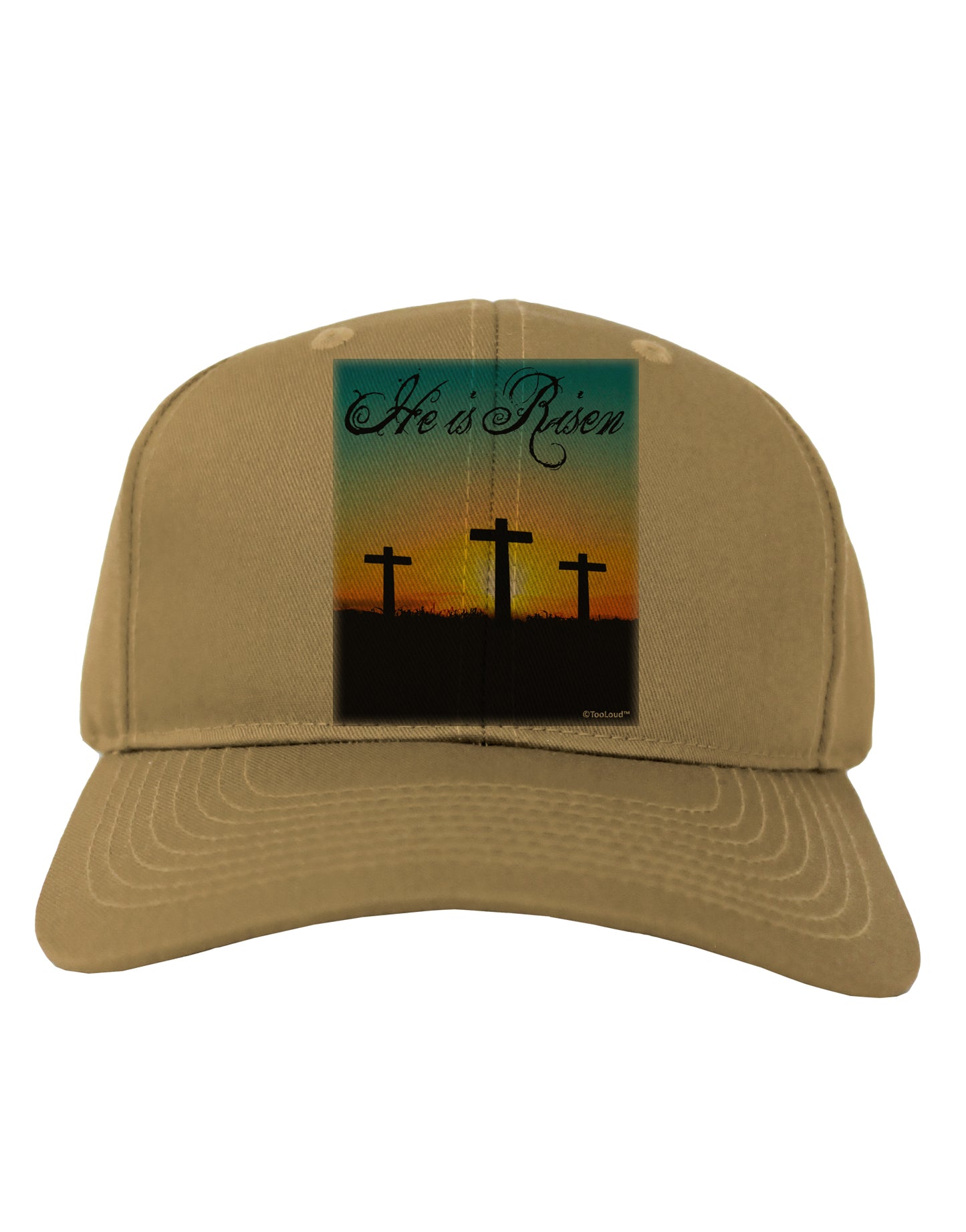 Three Crosses Sunrise - He Is Risen Adult Baseball Cap Hat by TooLoud-Baseball Cap-TooLoud-Khaki-One Size-Davson Sales