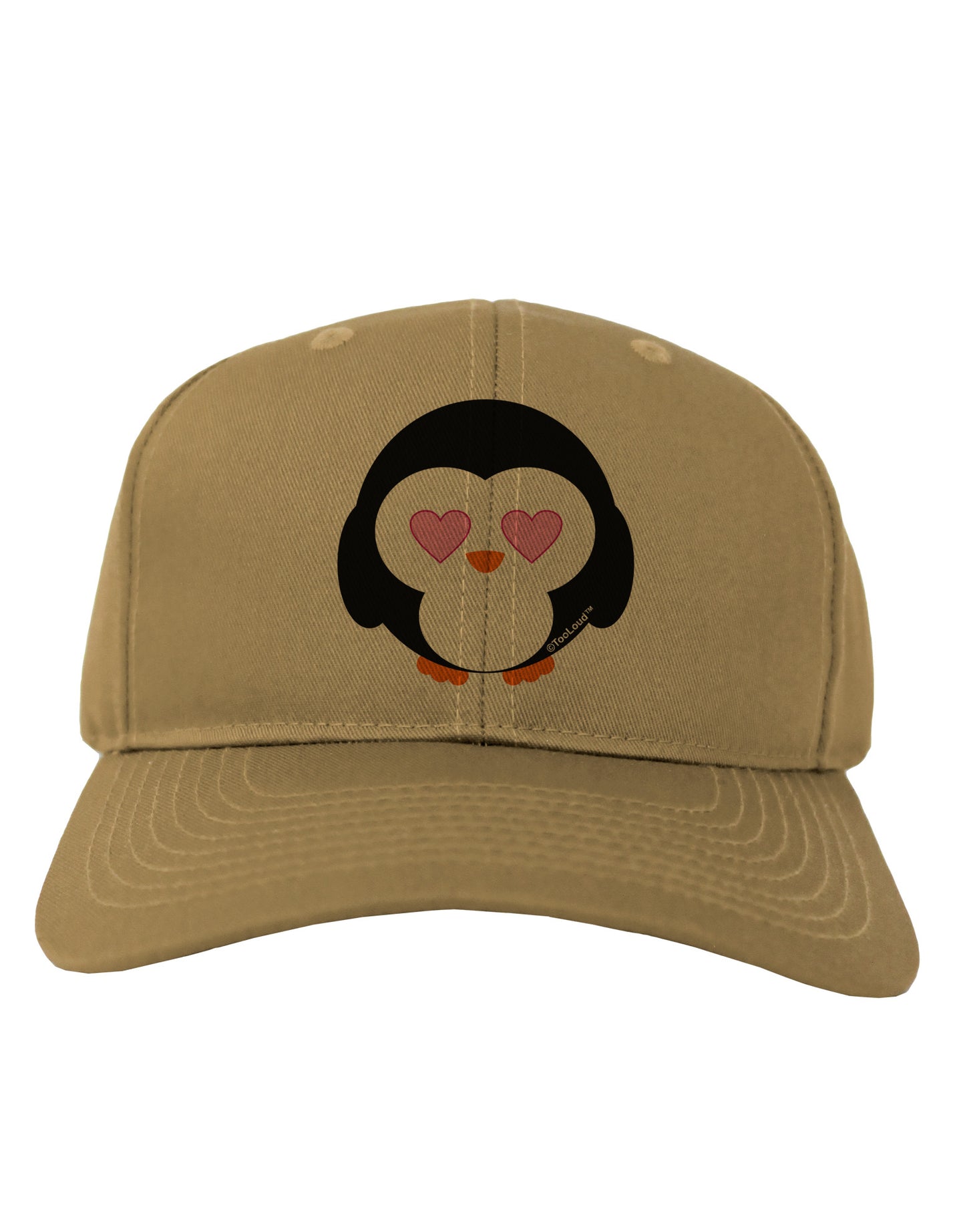 Cute Penguin - Heart Eyes Adult Baseball Cap Hat by TooLoud-Baseball Cap-TooLoud-Khaki-One Size-Davson Sales