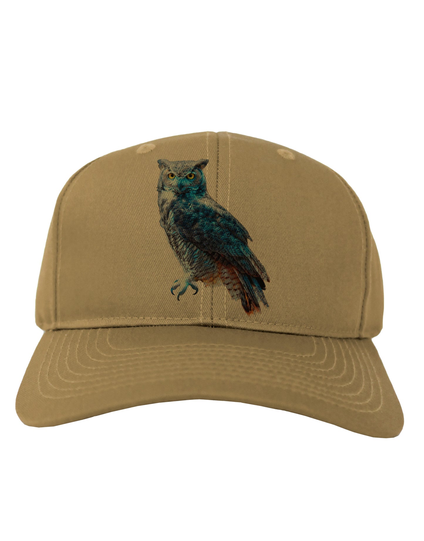 Colorful Great Horned Owl Adult Baseball Cap Hat-Baseball Cap-TooLoud-Khaki-One Size-Davson Sales