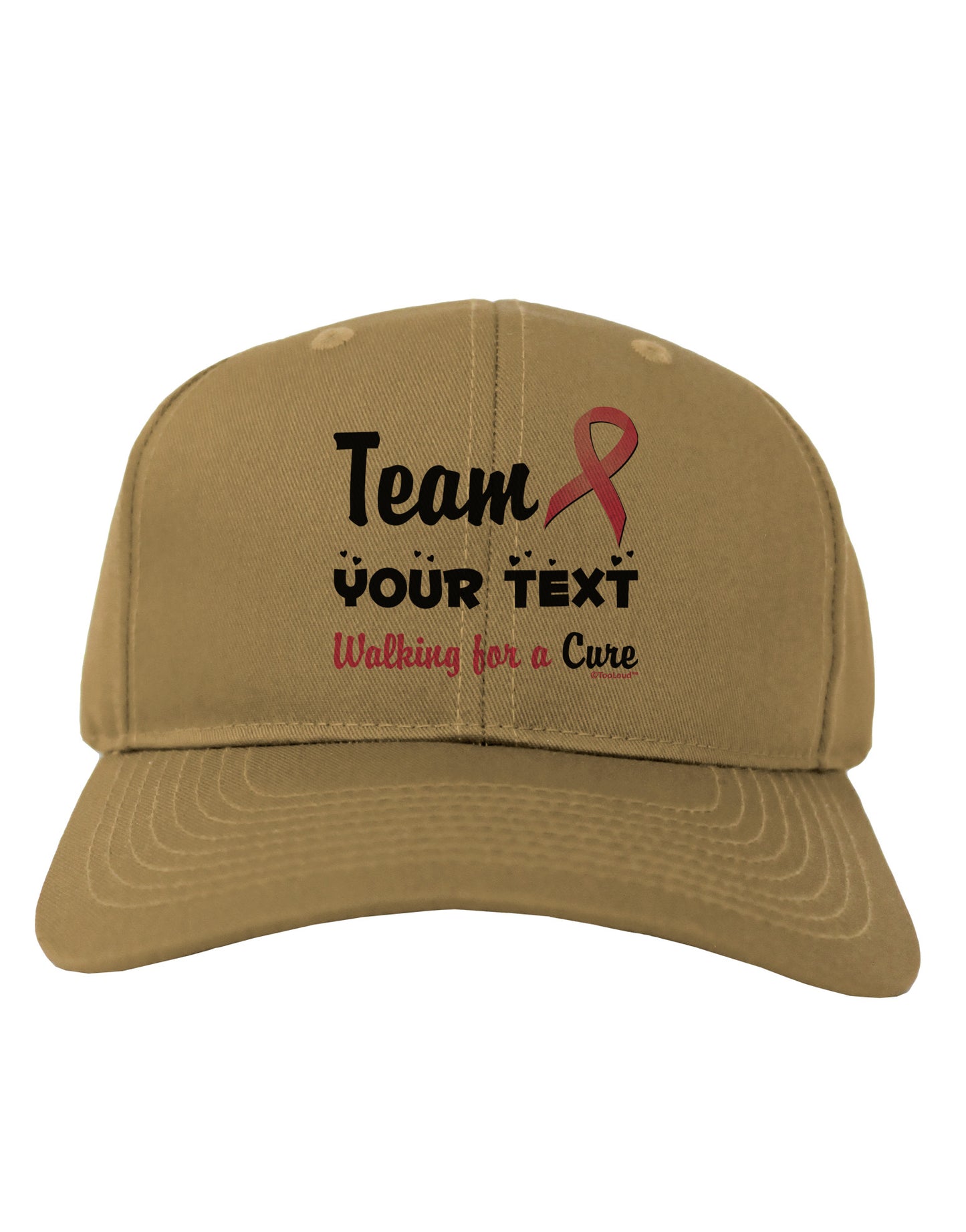 Personalized Team -Name- Breast Cancer Walk - Walking for a Cure Adult Baseball Cap Hat-Baseball Cap-TooLoud-Khaki-One Size-Davson Sales