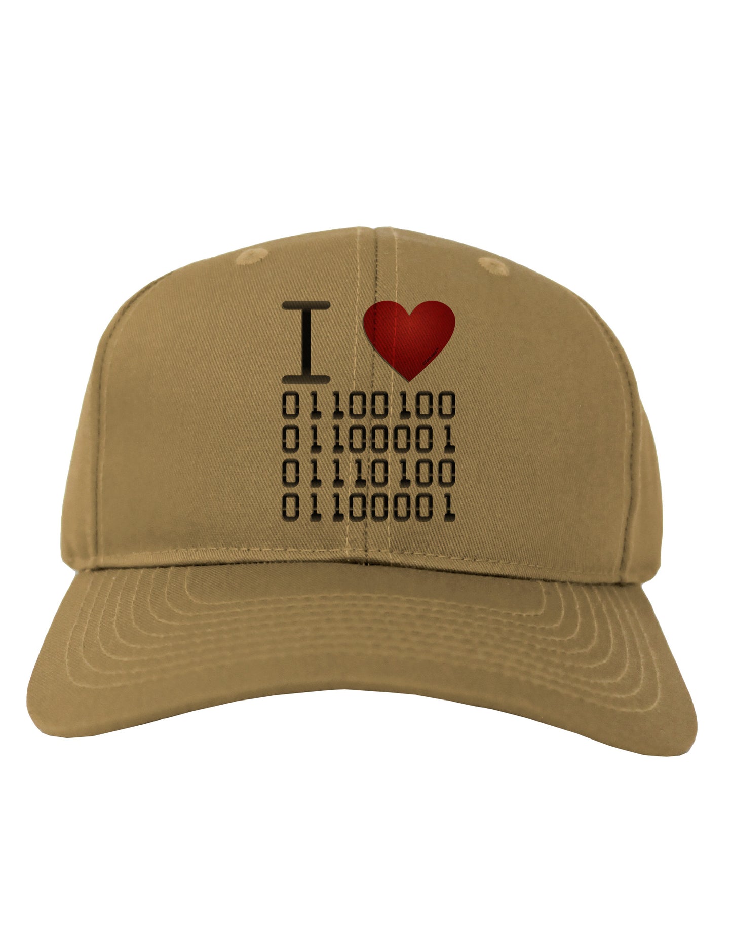 I Heart Binary Data Adult Baseball Cap Hat-Baseball Cap-TooLoud-Khaki-One Size-Davson Sales
