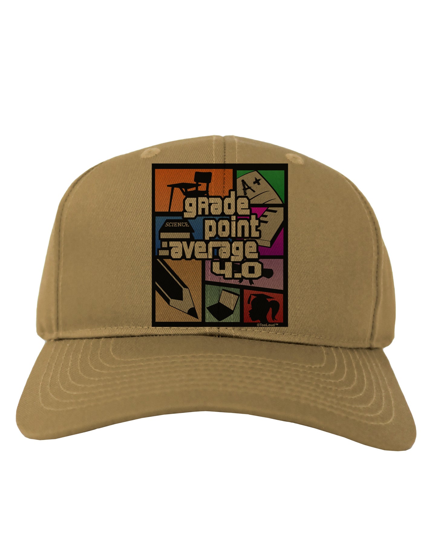 GPA 4 - Grade Point Average Adult Baseball Cap Hat-Baseball Cap-TooLoud-Khaki-One Size-Davson Sales