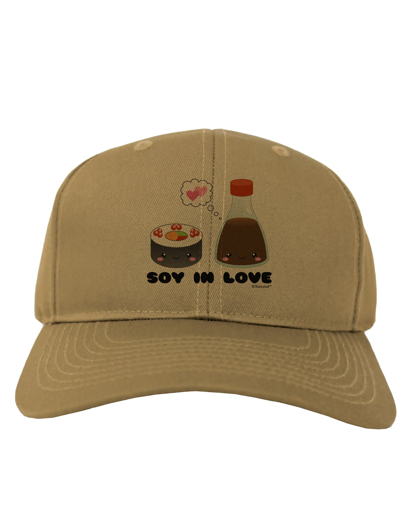 Cute Sushi and Soy Sauce - Soy In Love Adult Baseball Cap Hat by TooLoud-Baseball Cap-TooLoud-Khaki-One Size-Davson Sales