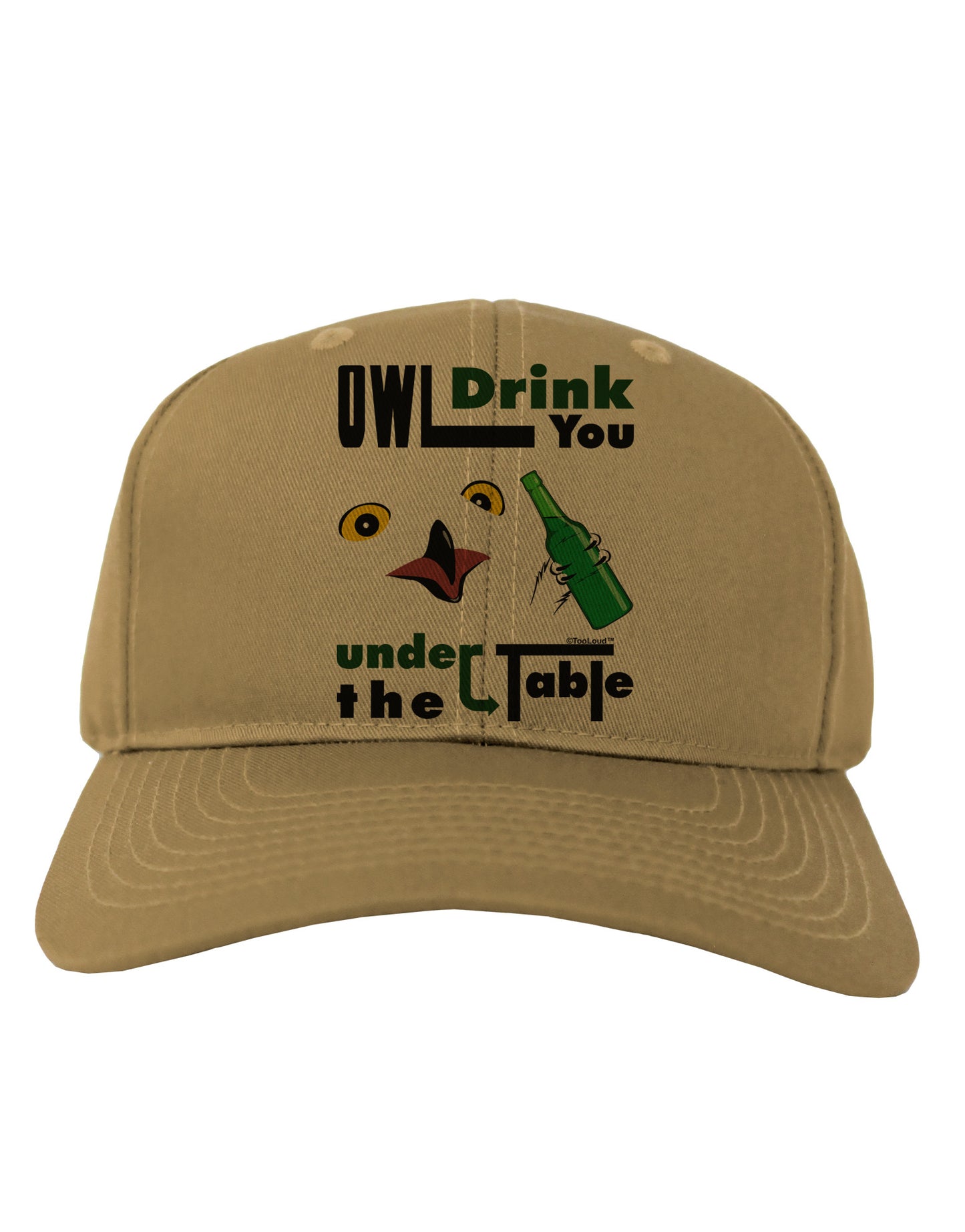 Owl Drink You Under the Table Adult Baseball Cap Hat-Baseball Cap-TooLoud-Khaki-One Size-Davson Sales