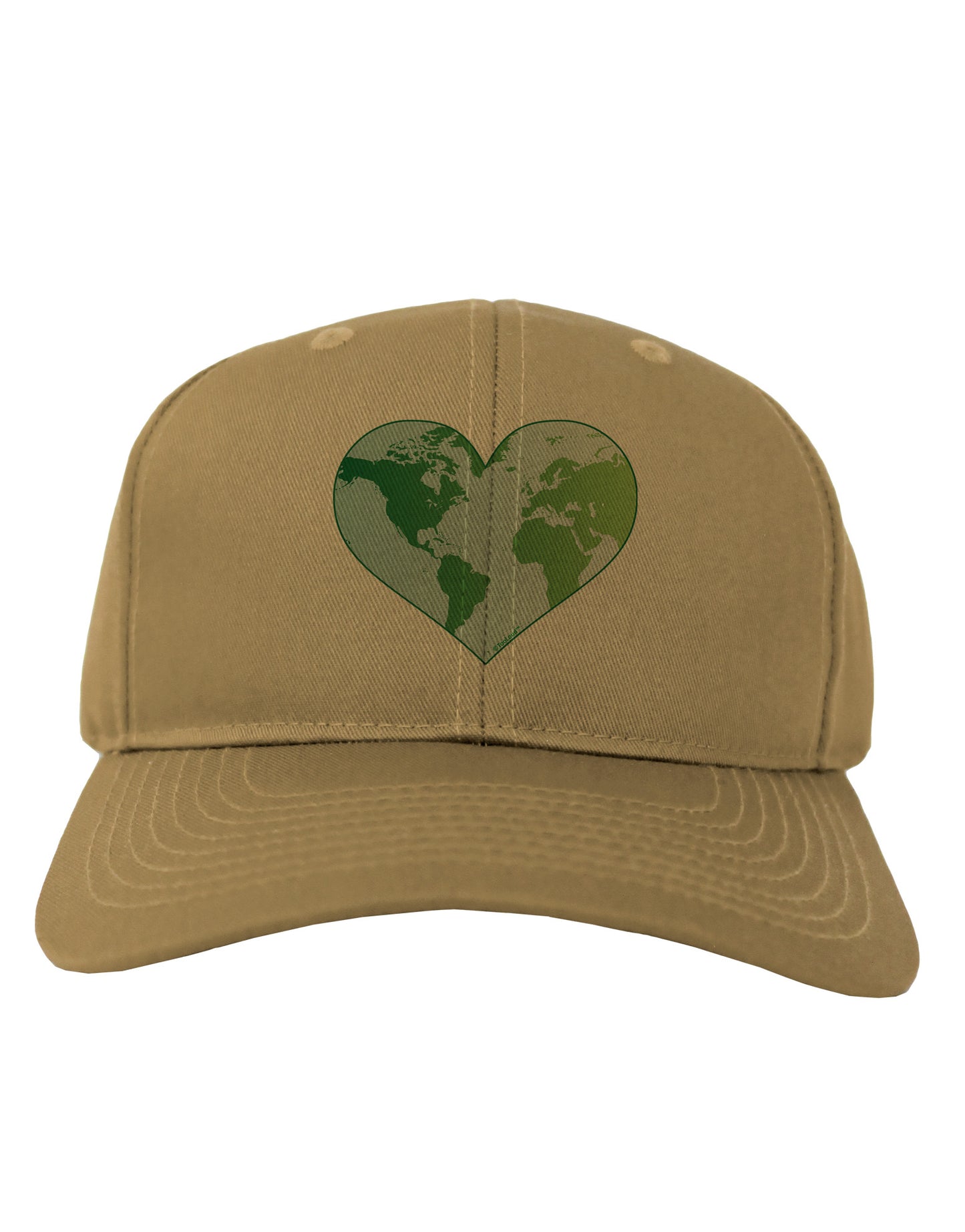 TooLoud World Globe Heart Adult Baseball Cap Hat-Baseball Cap-TooLoud-Khaki-One Size-Davson Sales