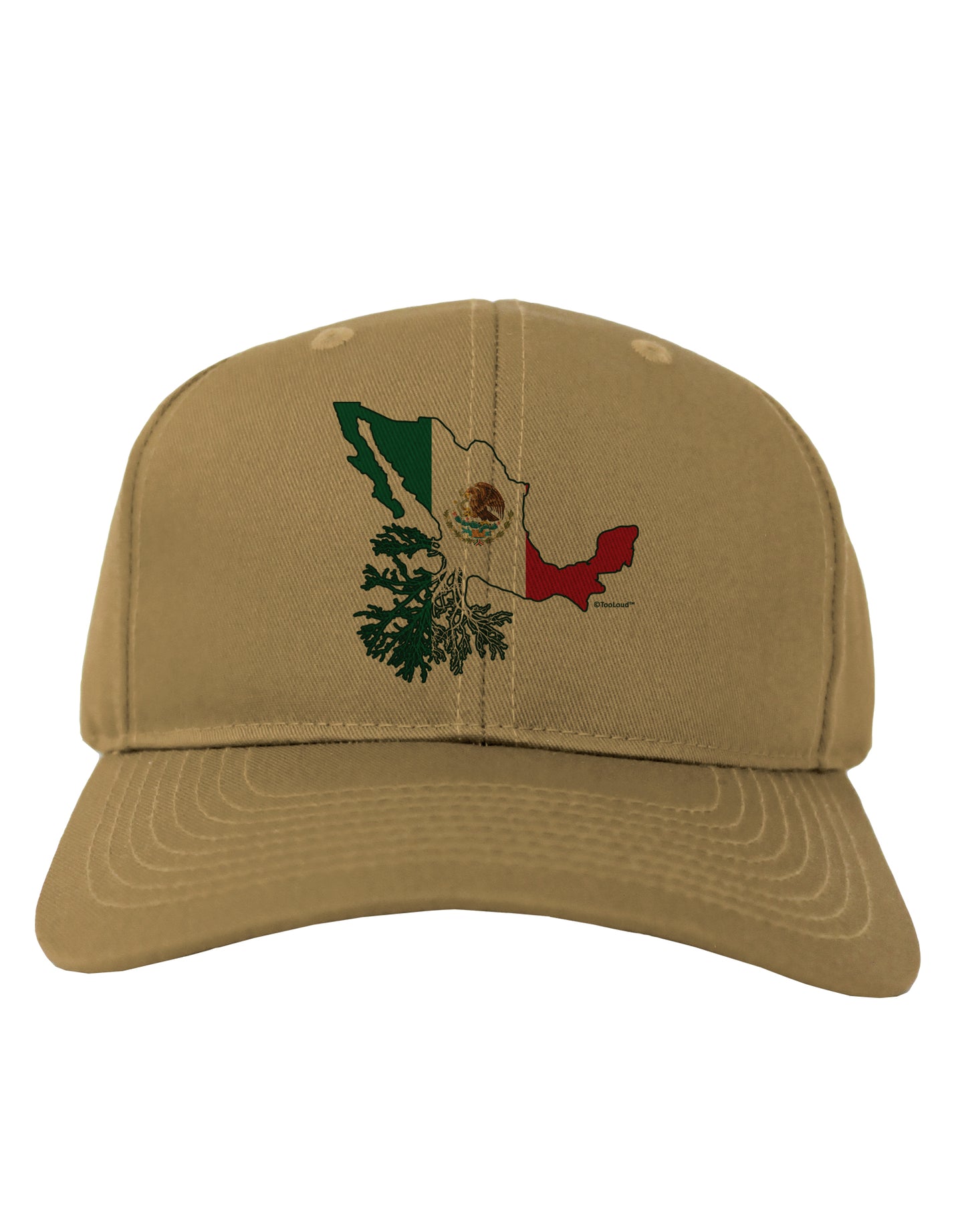 Mexican Roots - Mexico Outline Mexican Flag Adult Baseball Cap Hat by TooLoud-Baseball Cap-TooLoud-Khaki-One Size-Davson Sales