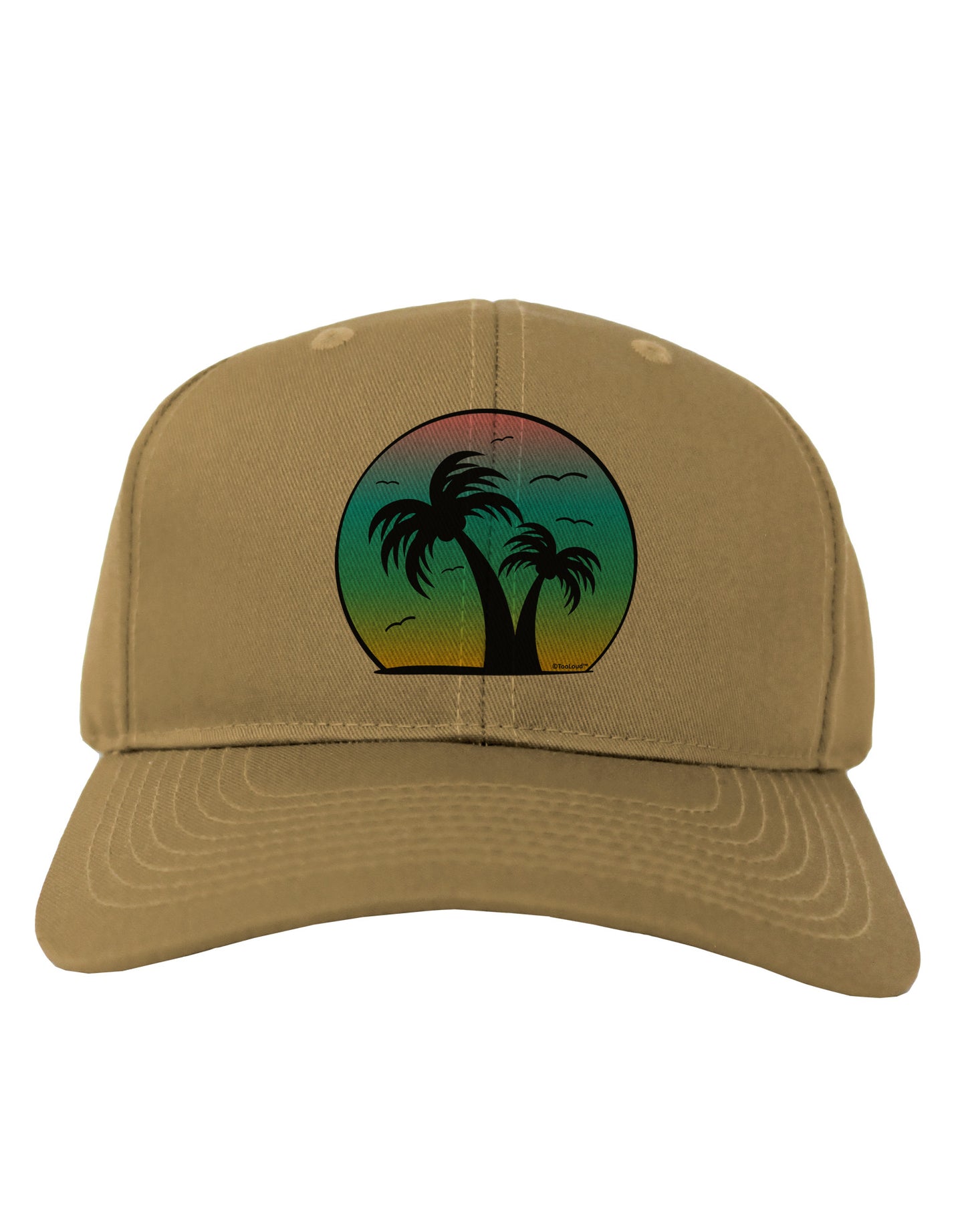 Palm Trees Silhouette - Beach Sunset Design Adult Baseball Cap Hat-Baseball Cap-TooLoud-Khaki-One Size-Davson Sales