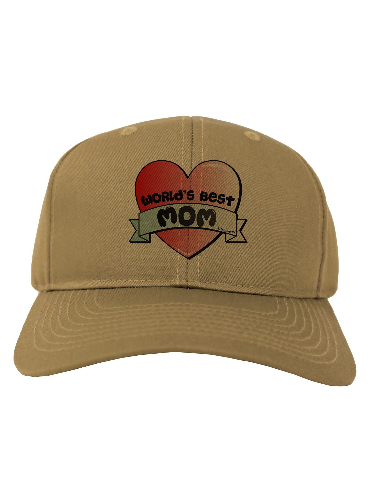 World's Best Mom - Heart Banner Design Adult Baseball Cap Hat by TooLoud-Baseball Cap-TooLoud-Khaki-One Size-Davson Sales