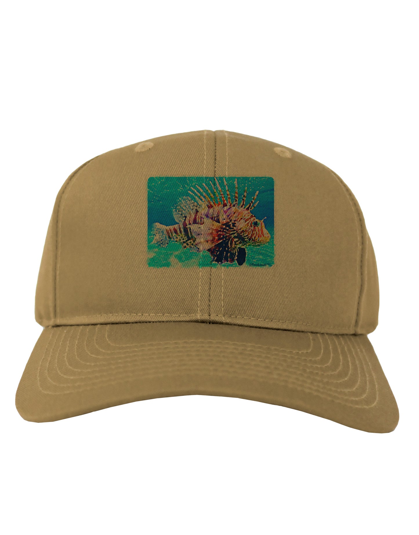Lionfish in Watercolor Adult Baseball Cap Hat by-Baseball Cap-TooLoud-Khaki-One Size-Davson Sales