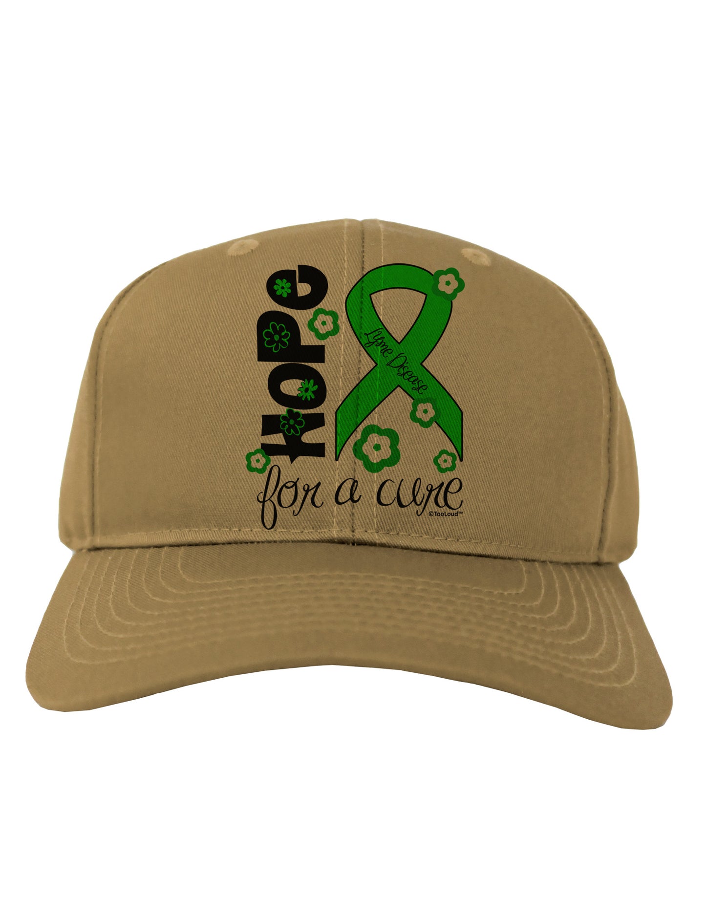 Hope for a Cure - Lime Green Ribbon Lyme Disease - Flowers Adult Baseball Cap Hat-Baseball Cap-TooLoud-Khaki-One Size-Davson Sales
