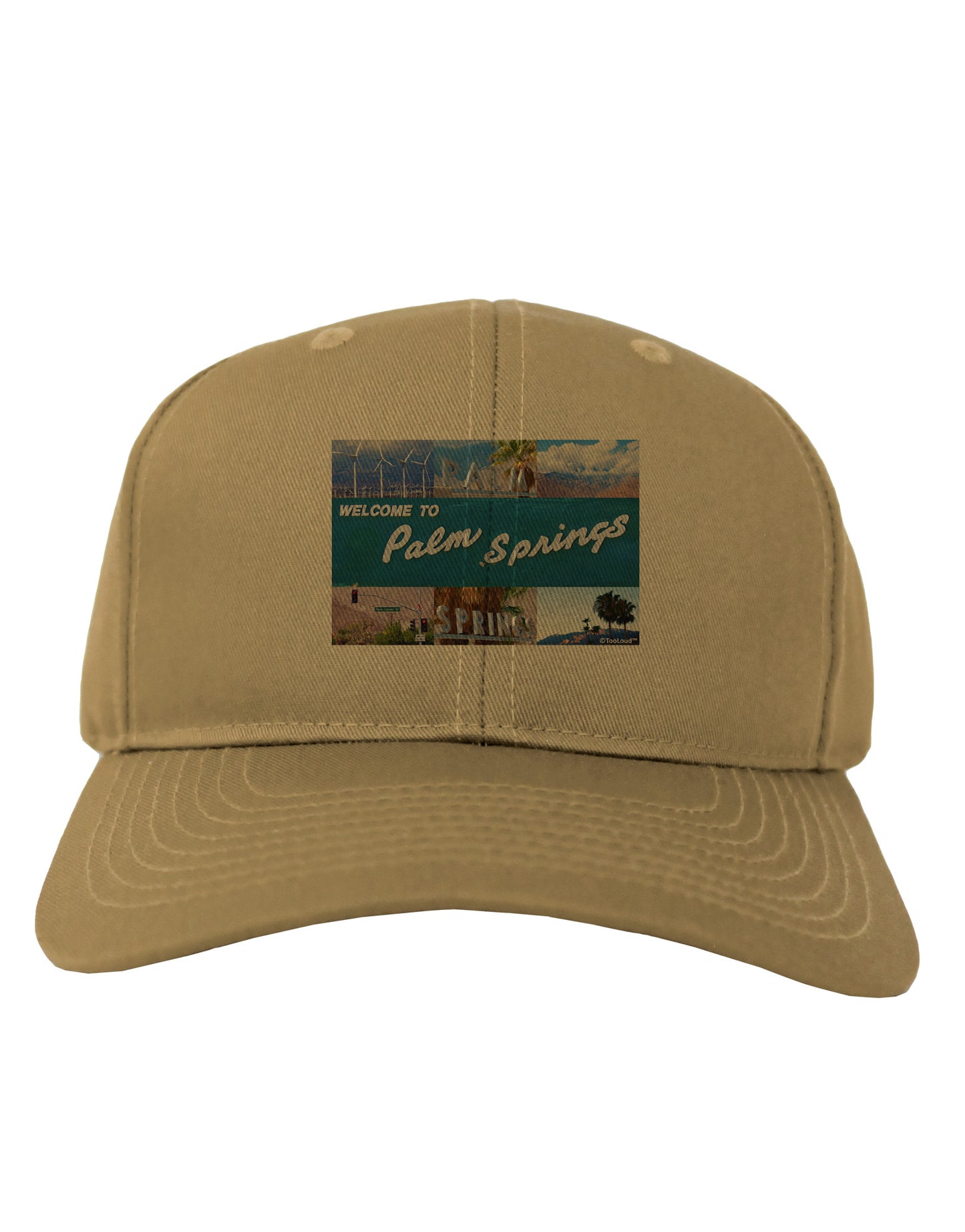 Welcome to Palm Springs Collage Adult Baseball Cap Hat-Baseball Cap-TooLoud-Khaki-One Size-Davson Sales