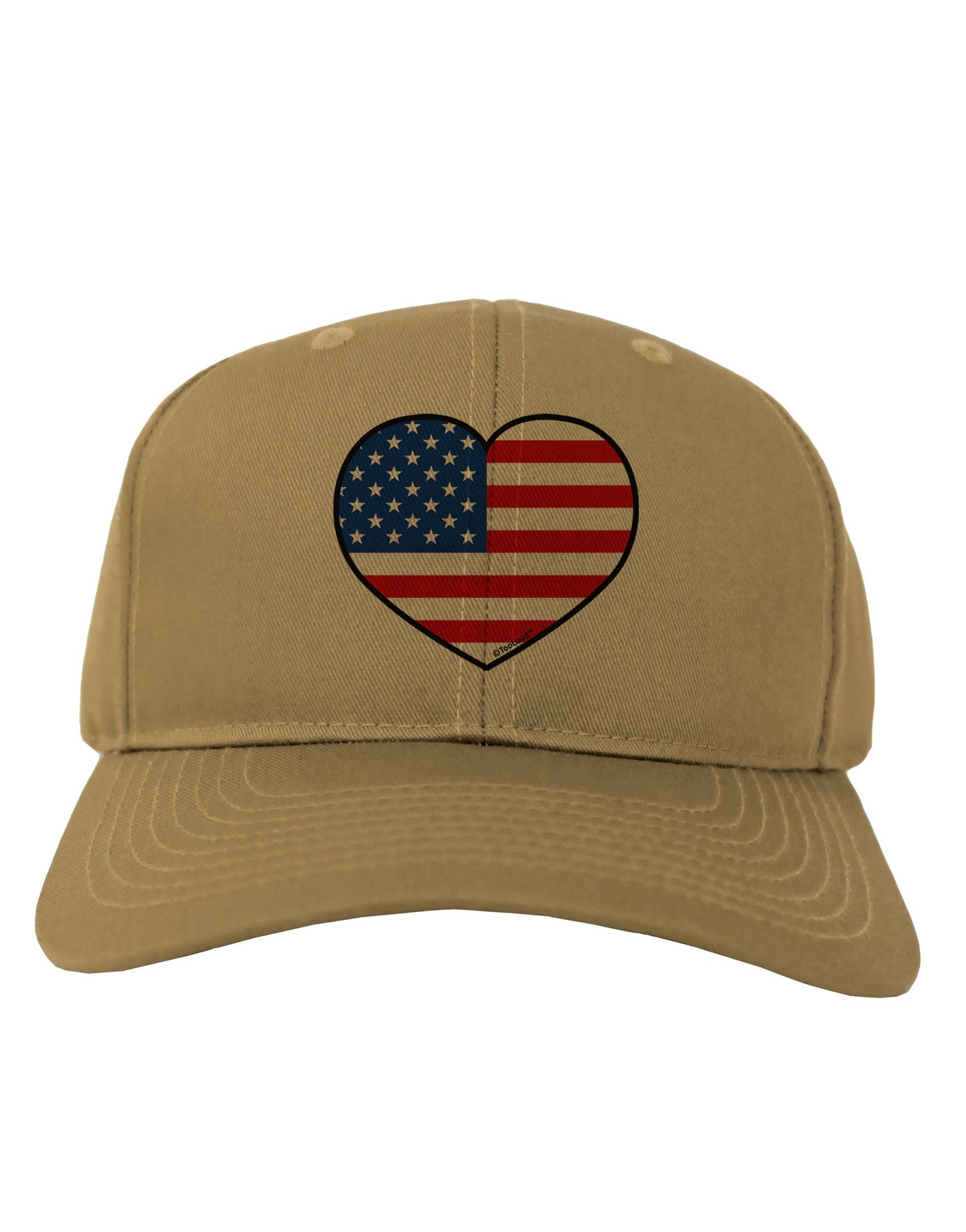 American Flag Heart Design Adult Baseball Cap Hat by TooLoud-Baseball Cap-TooLoud-Khaki-One Size-Davson Sales